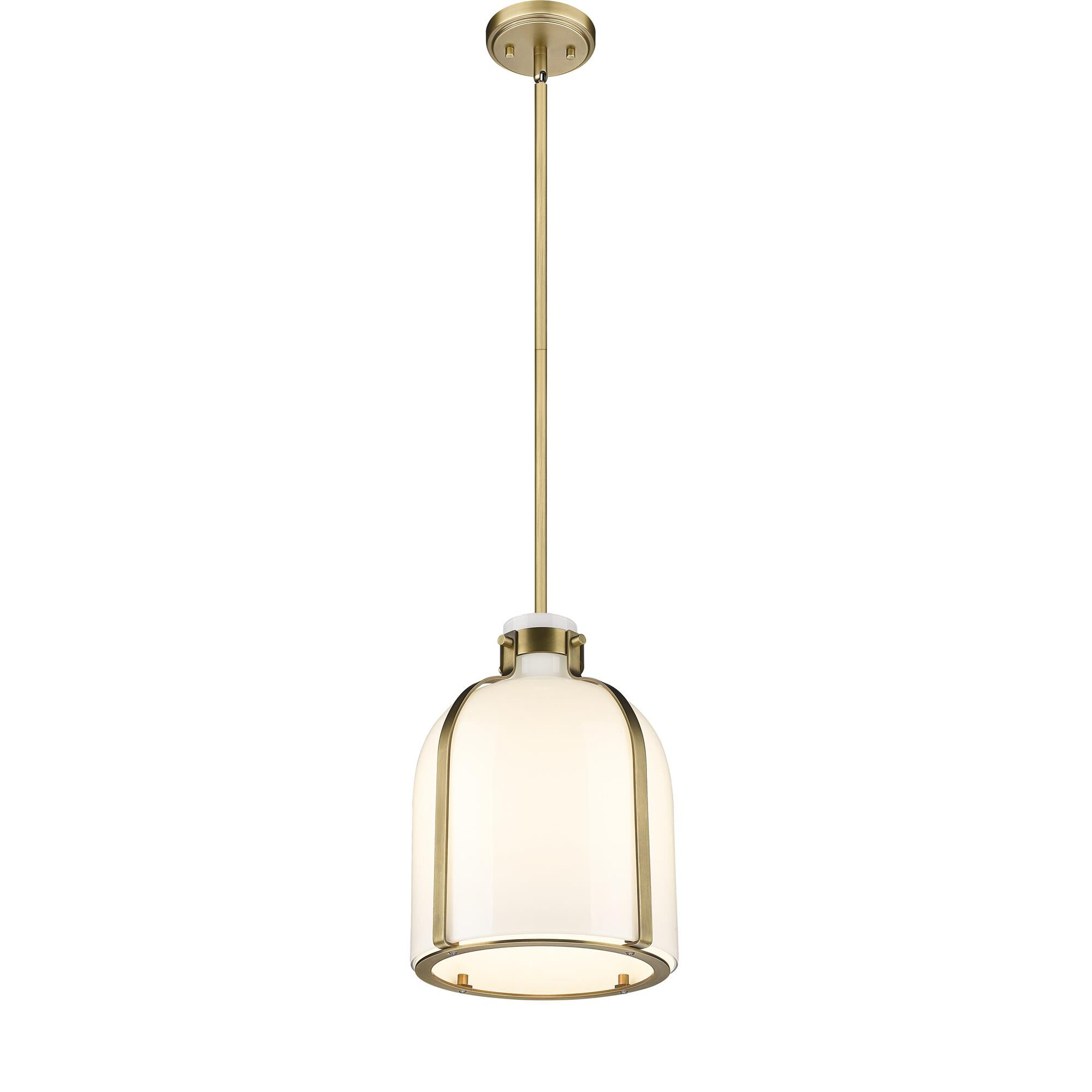 Shown in Rubbed Brass finish and Glass shade