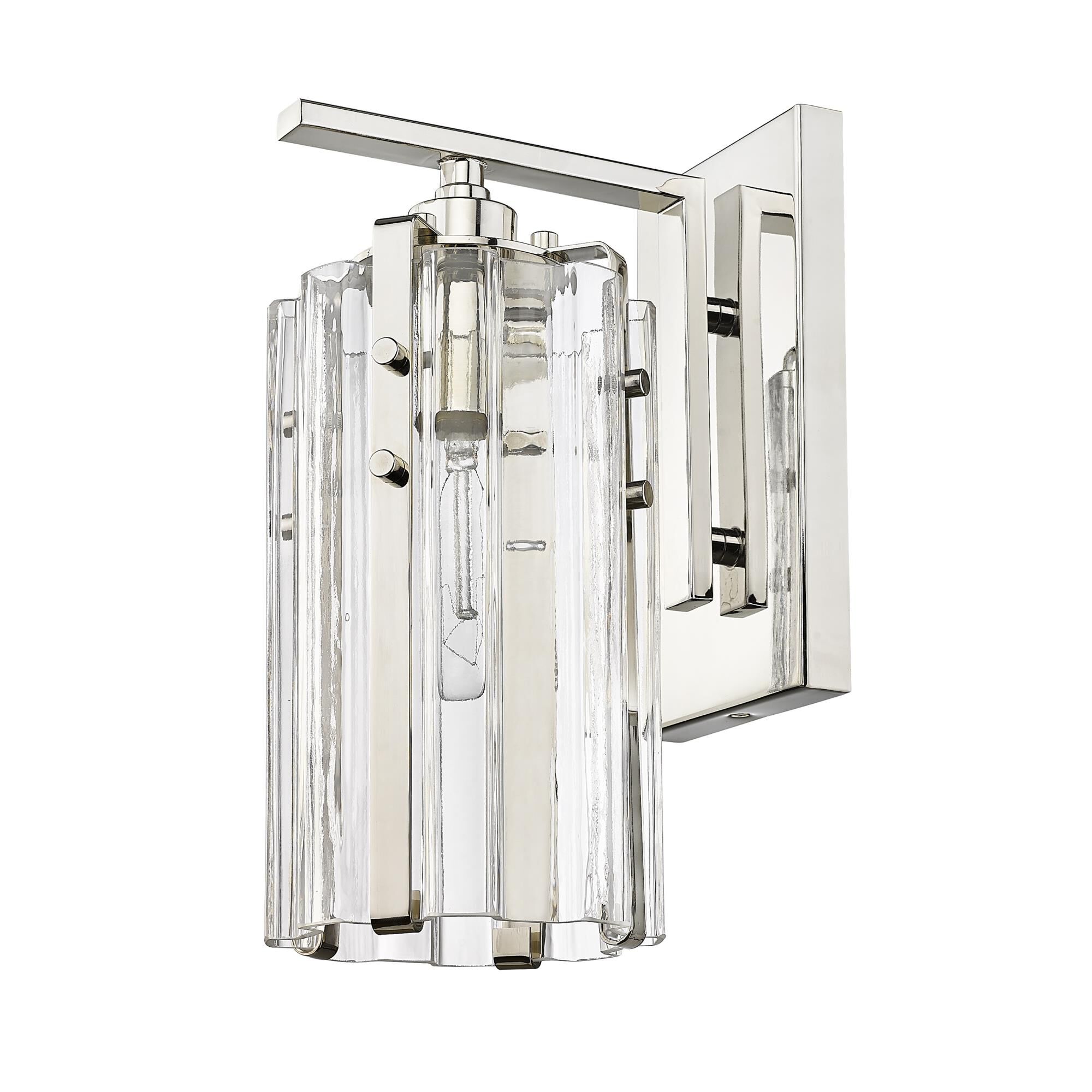 Shown in Polished Nickel finish and Clear glass and Clear shade
