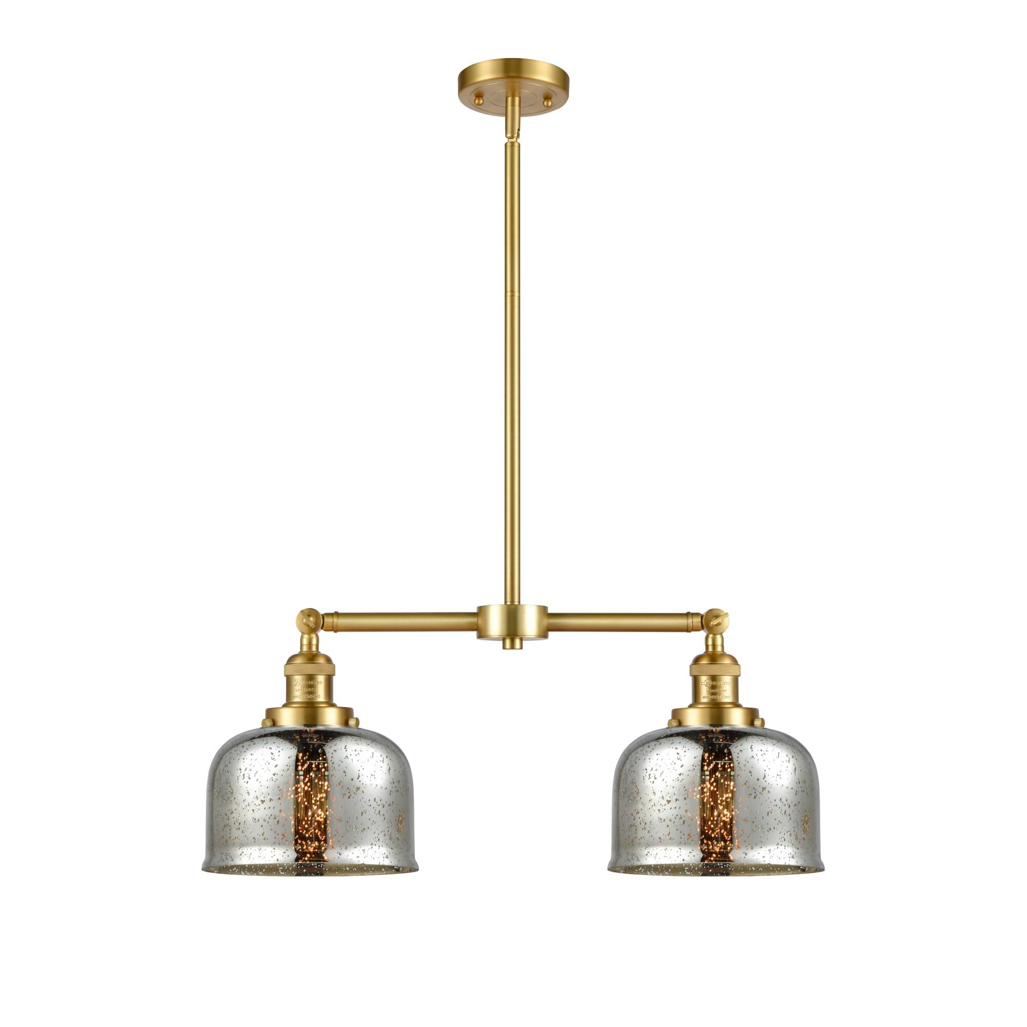 Shown in Satin Gold finish and Silver Plated Mercury Large Bell glass