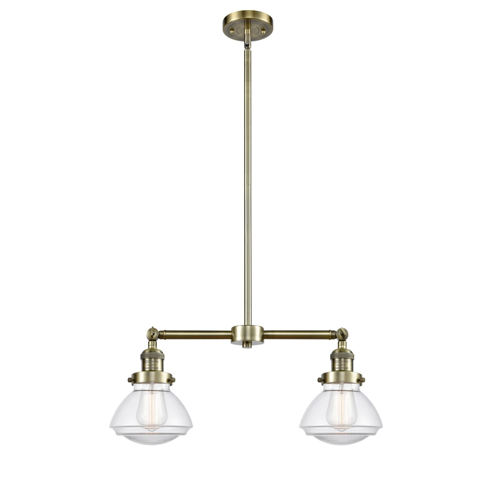Shown in Antique Brass finish and Bell glass and Glass shade