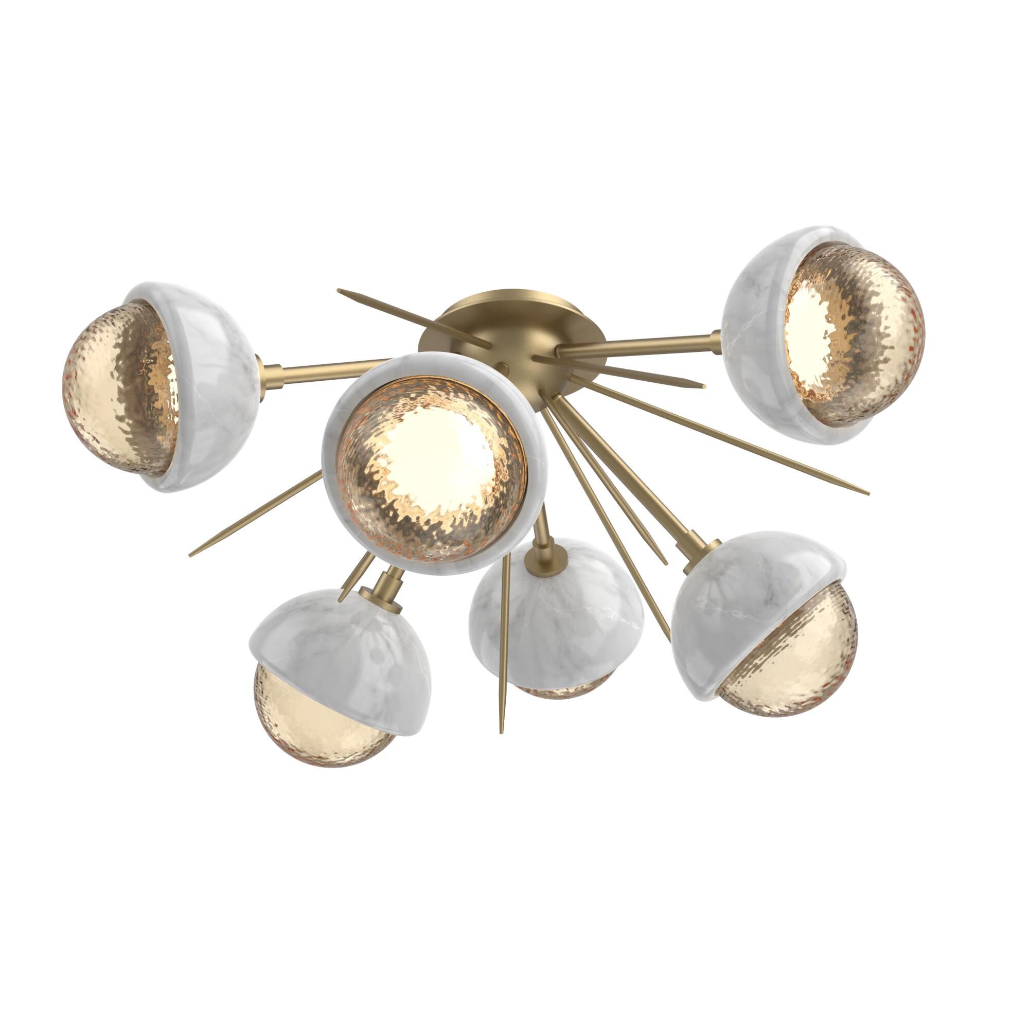 Shown in Novel Brass finish and Amber glass and White Marble accent