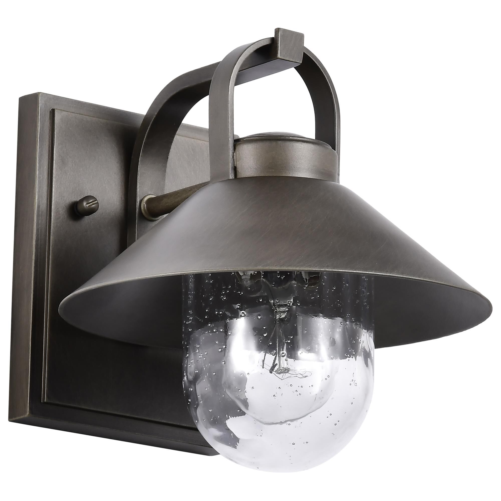 Shown in Bronze finish and Clear Seeded glass