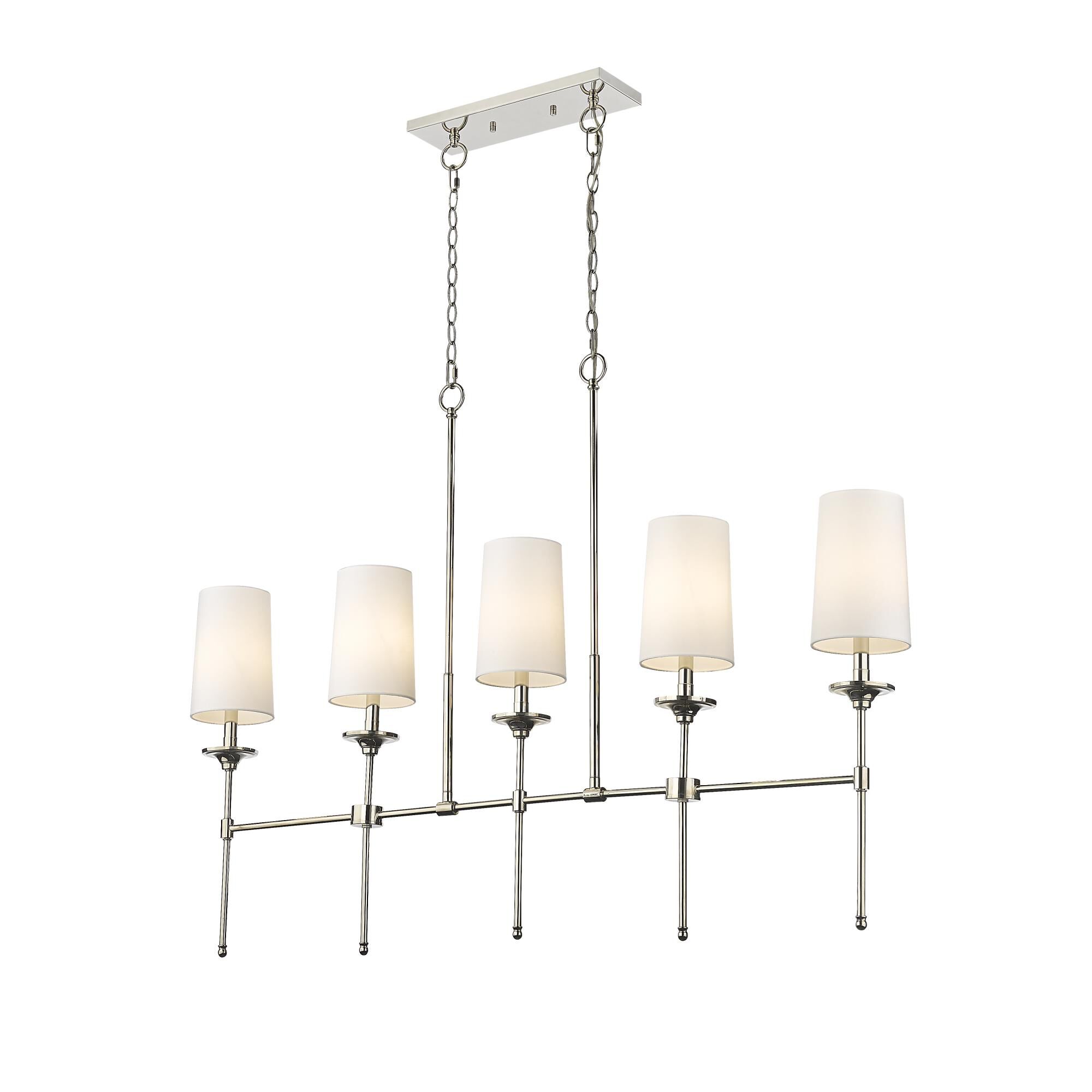 Shown in Polished Nickel finish and Cloth Cover glass and Cloth Cover shade