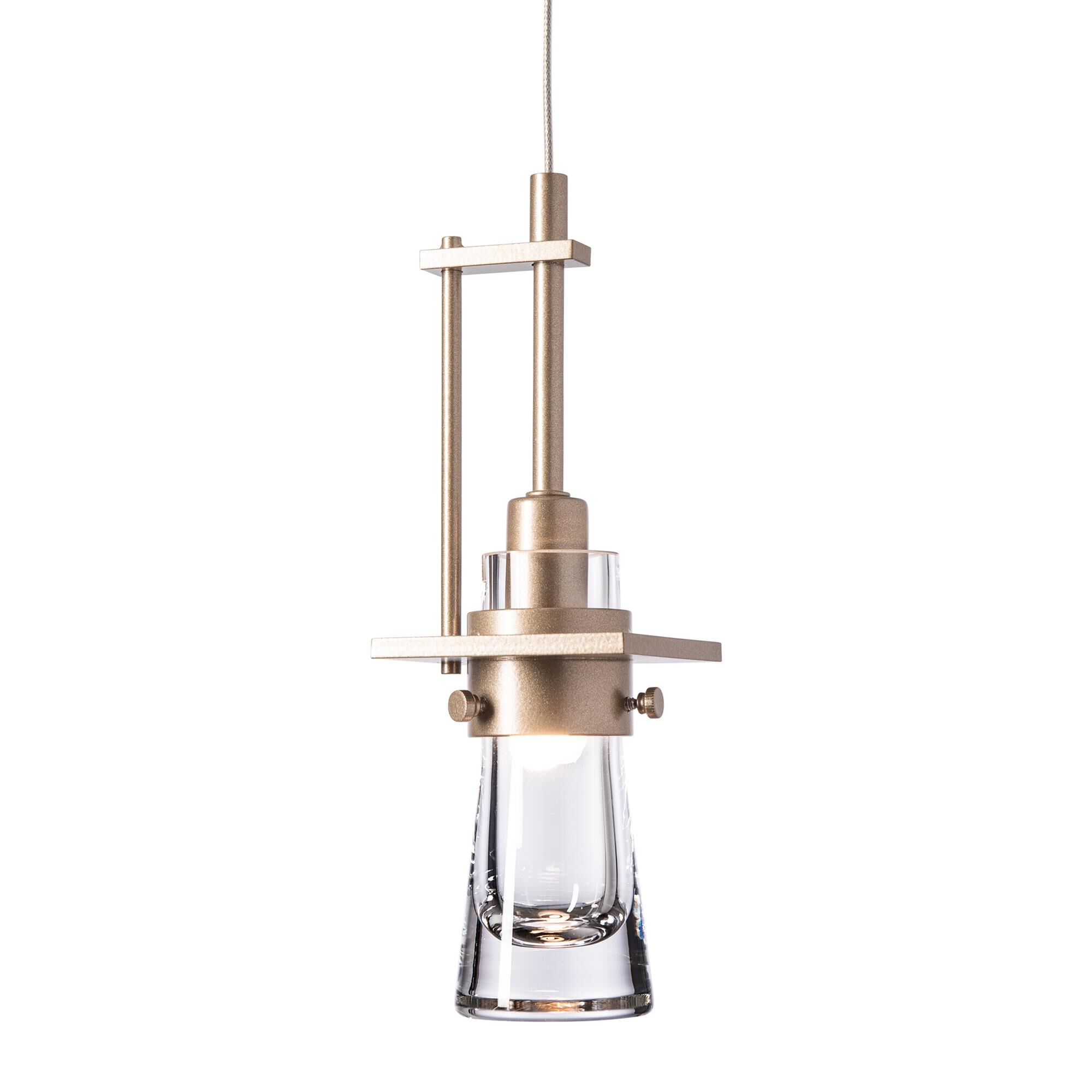 Shown in Soft Gold finish and Clear  glass