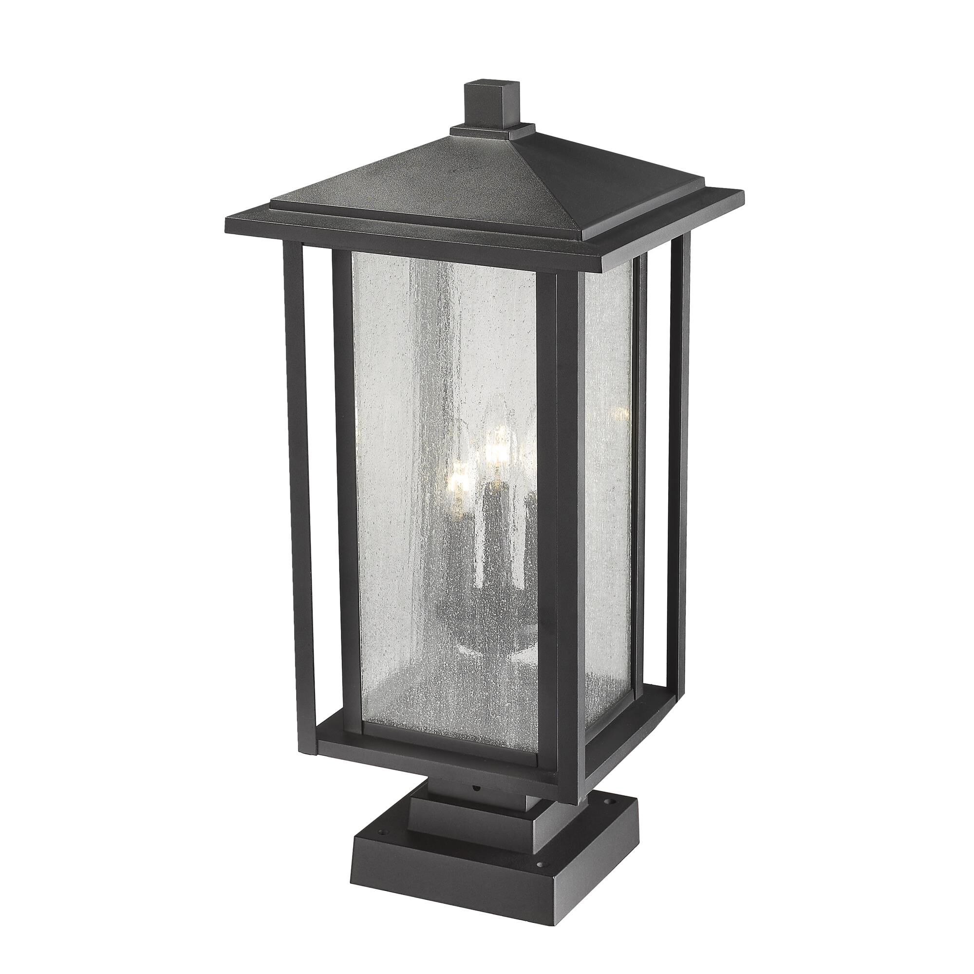 Shown in Black finish and Glass shade