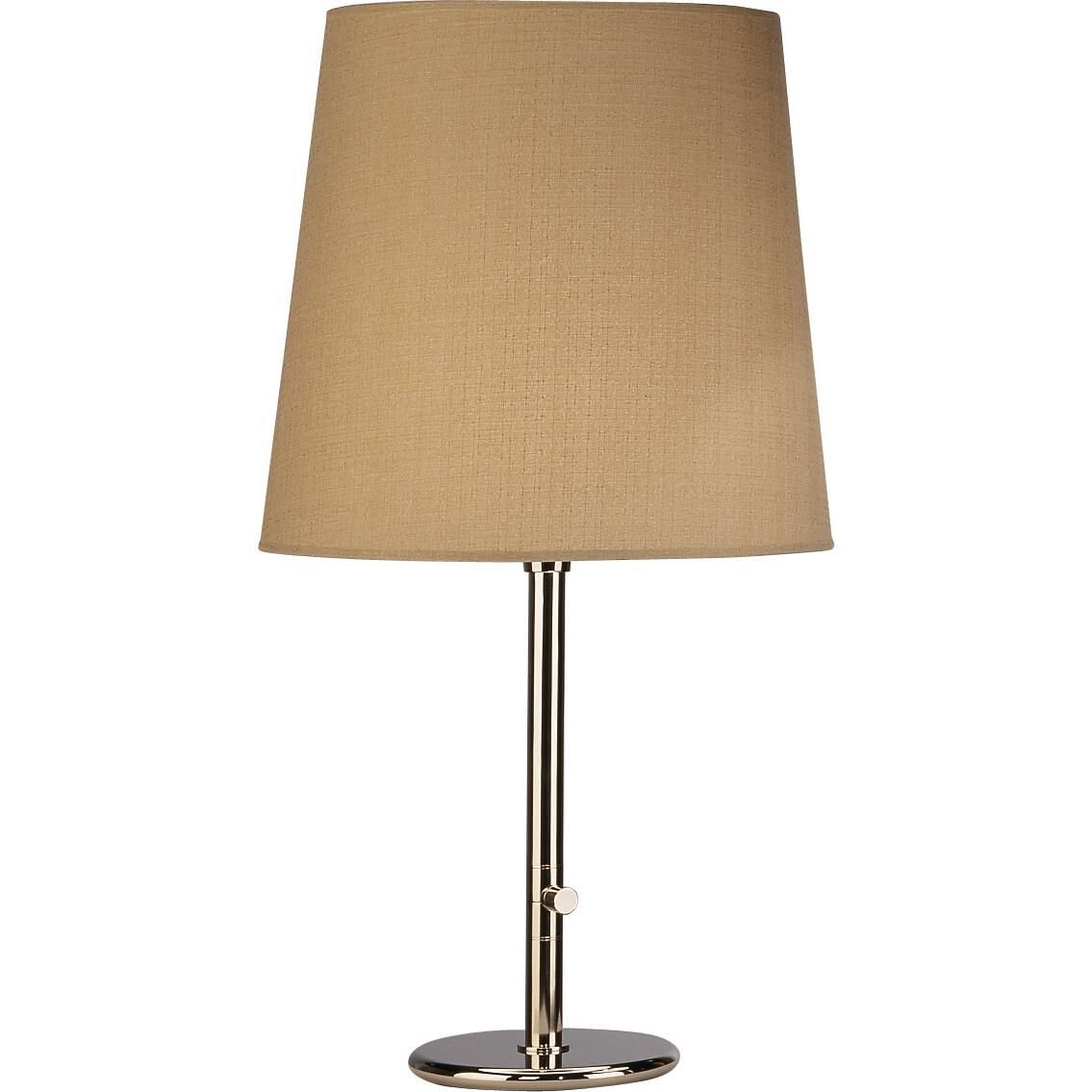 Shown in Polished Nickel  finish and Taupe Claiborne Fabric shade