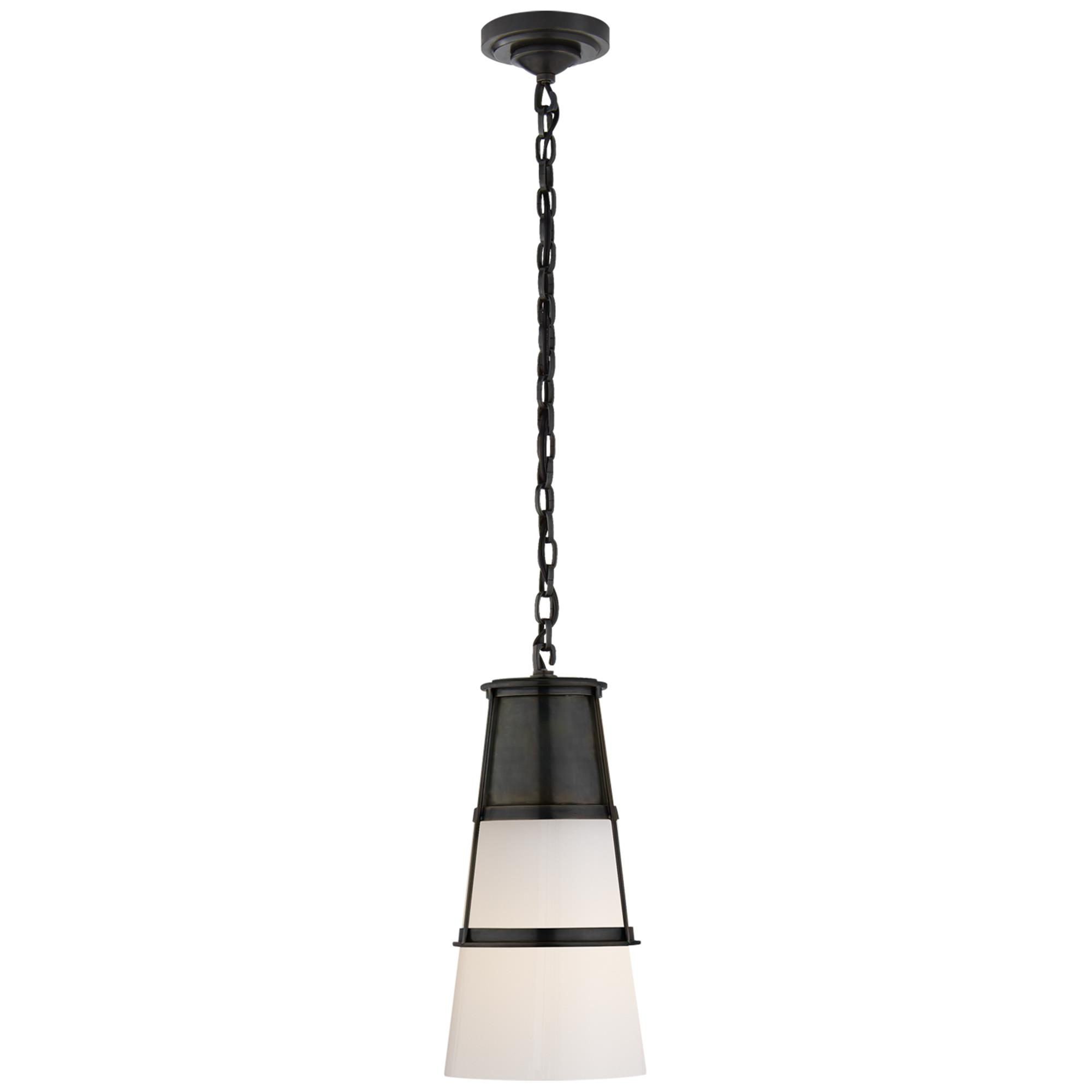 Shown in Bronze finish and White glass