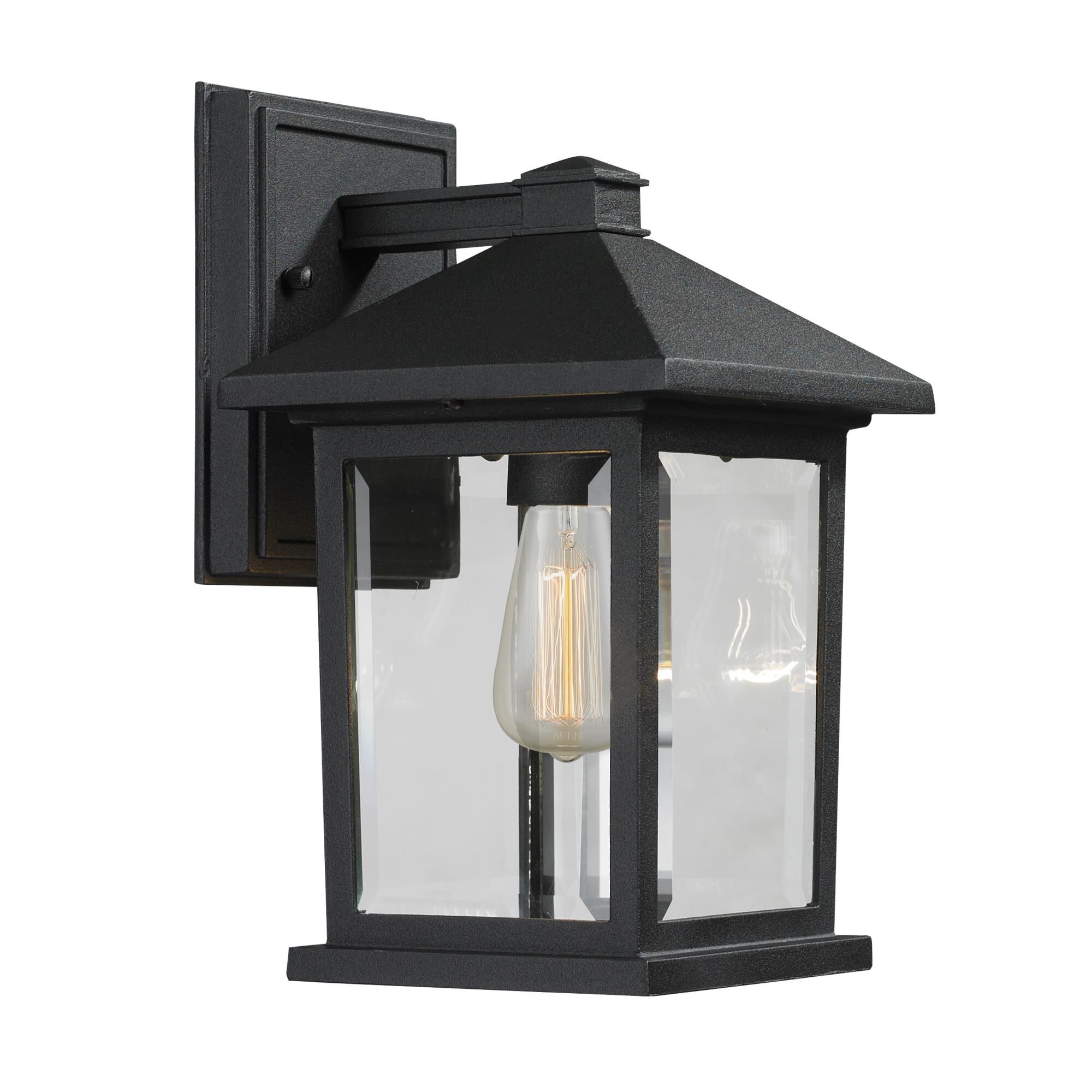 Shown in Black finish and Glass shade