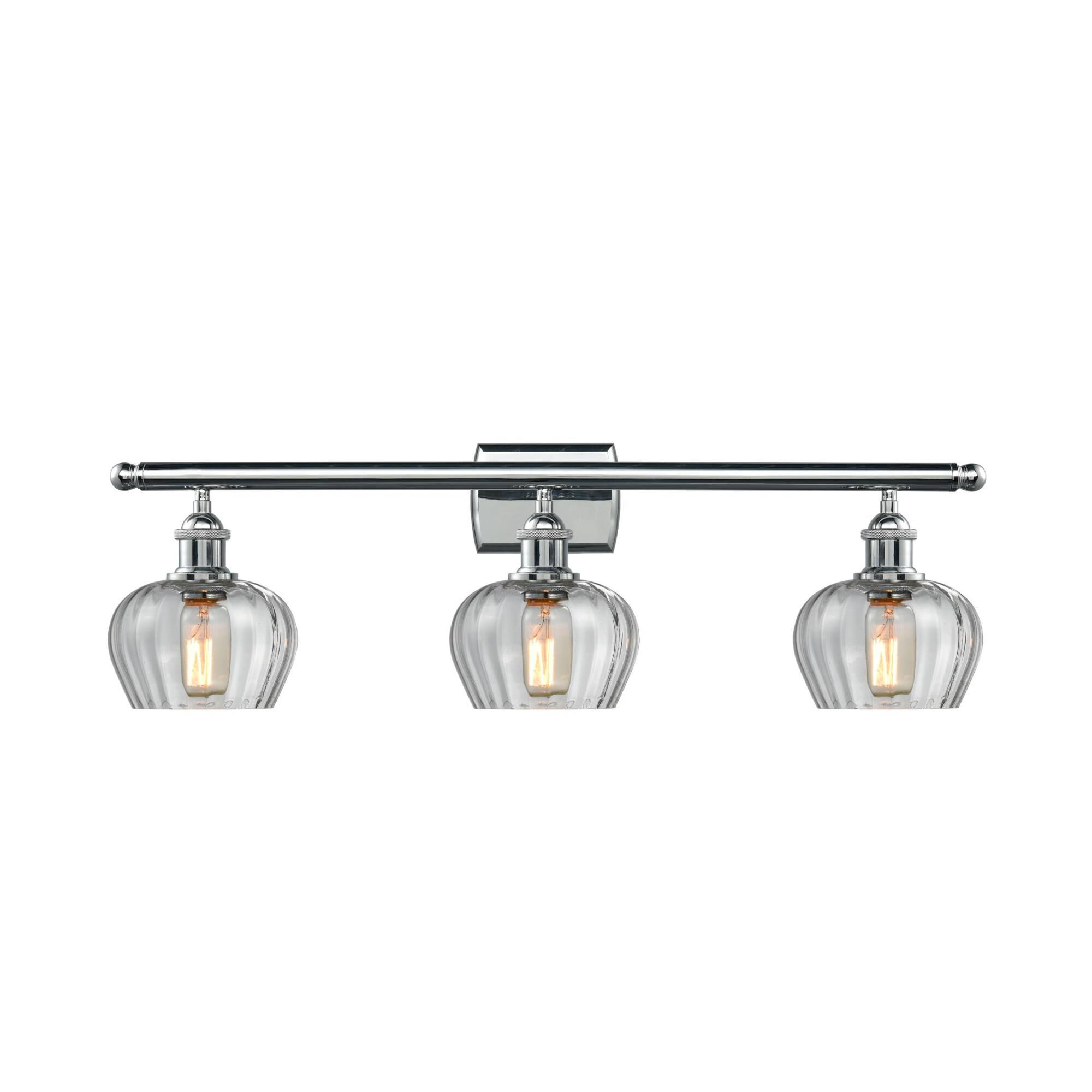 Shown in Polished Chrome finish and Clear Fluted glass