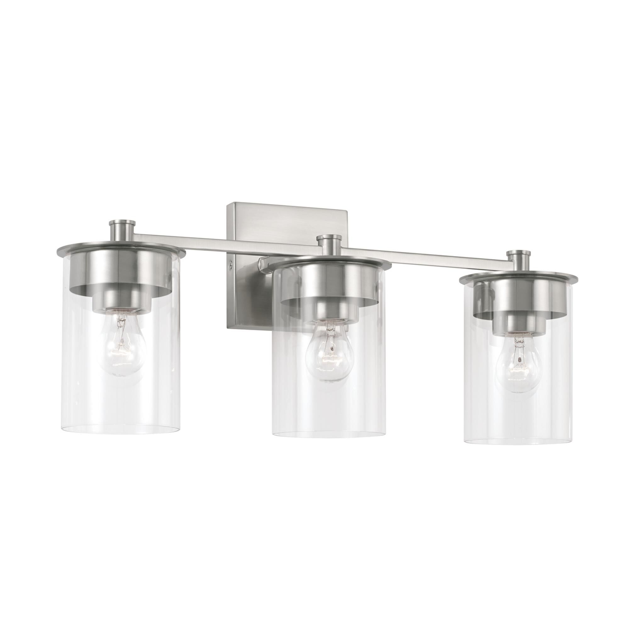 Shown in Brushed Nickel finish and Clear glass