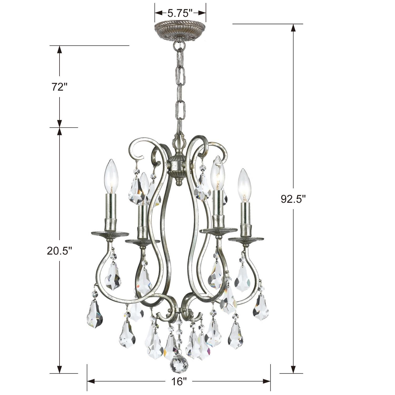 Ashton 16 Inch 4 Light Mini Chandelier by Crystorama
