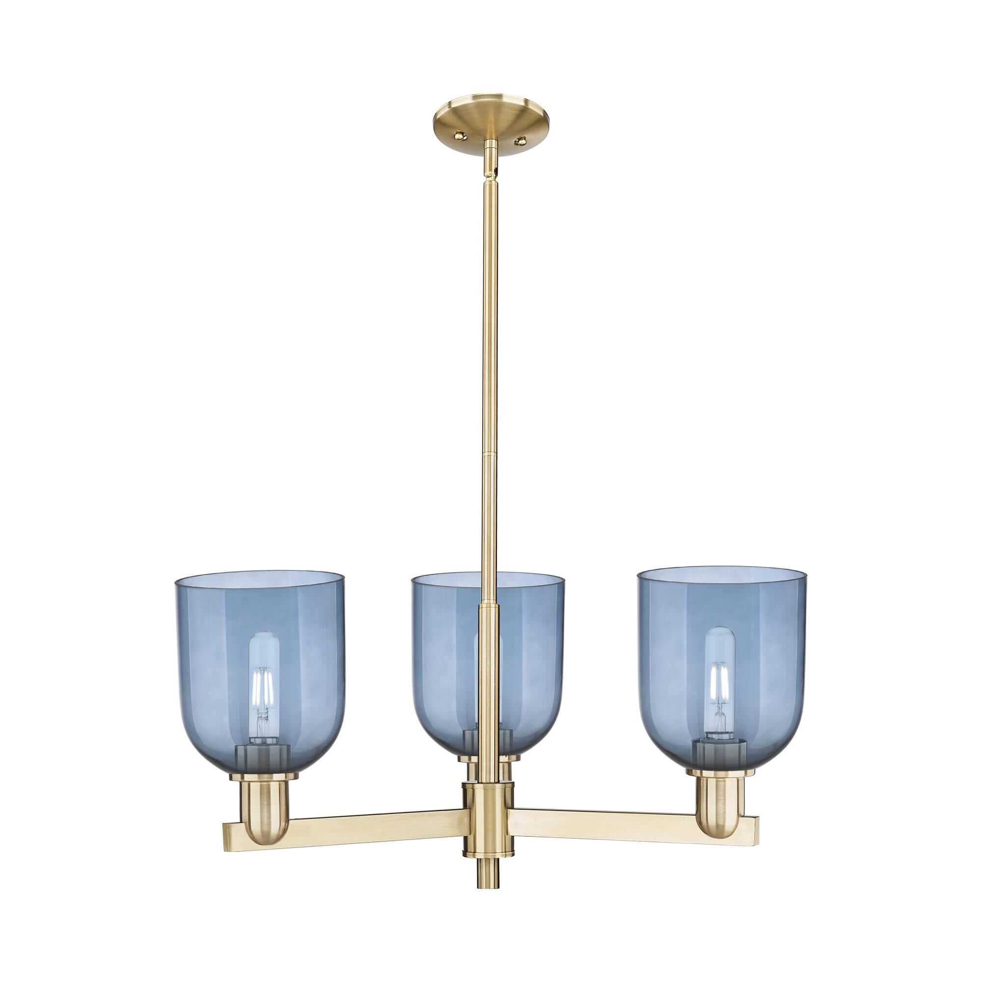 Shown in Champagne Bronze finish and Blue glass