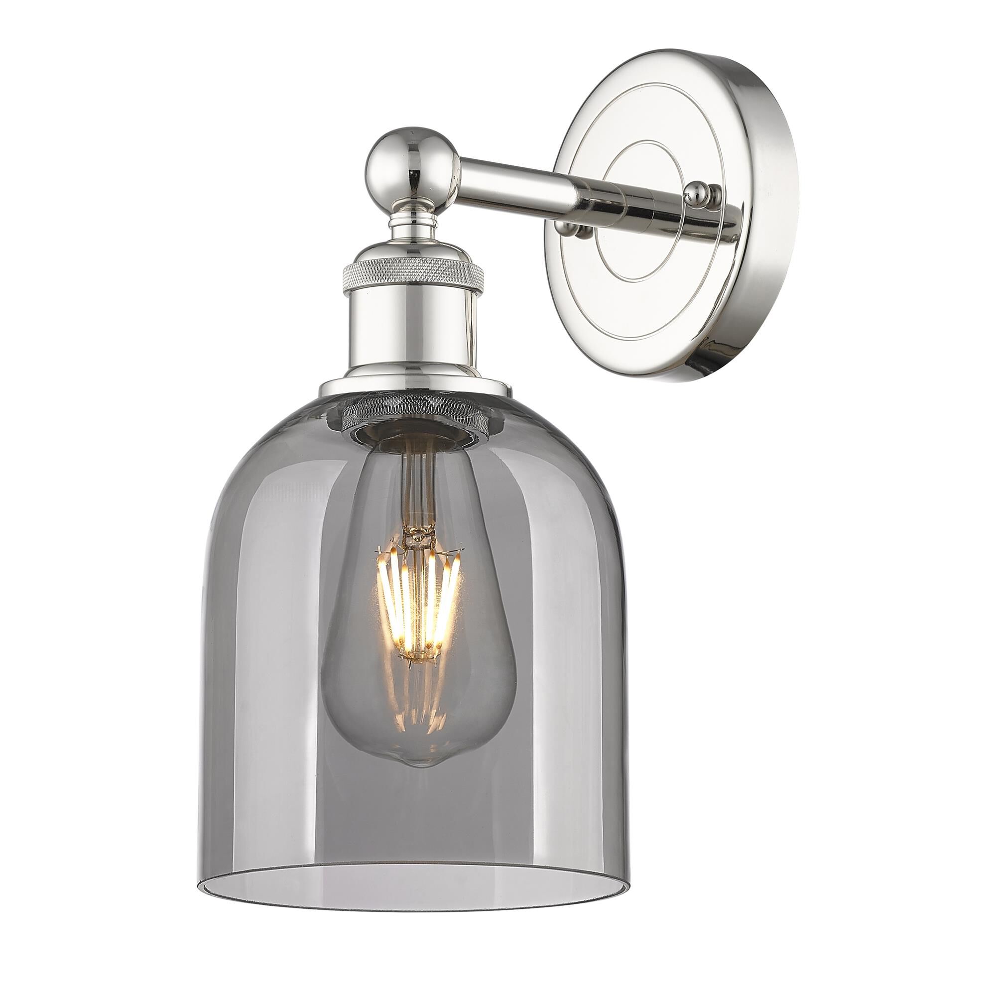 Shown in Polished Nickel finish and Light Smoke glass