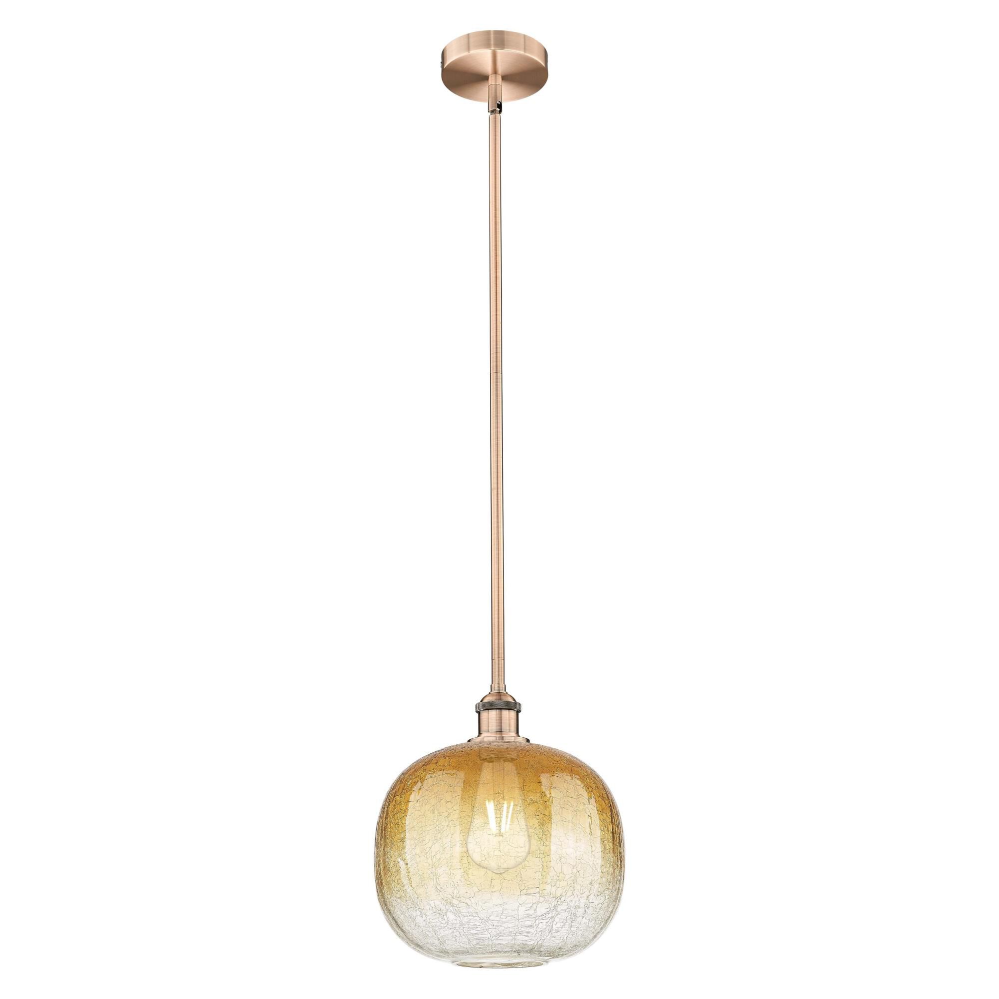 Shown in Antique Copper finish and Amber glass