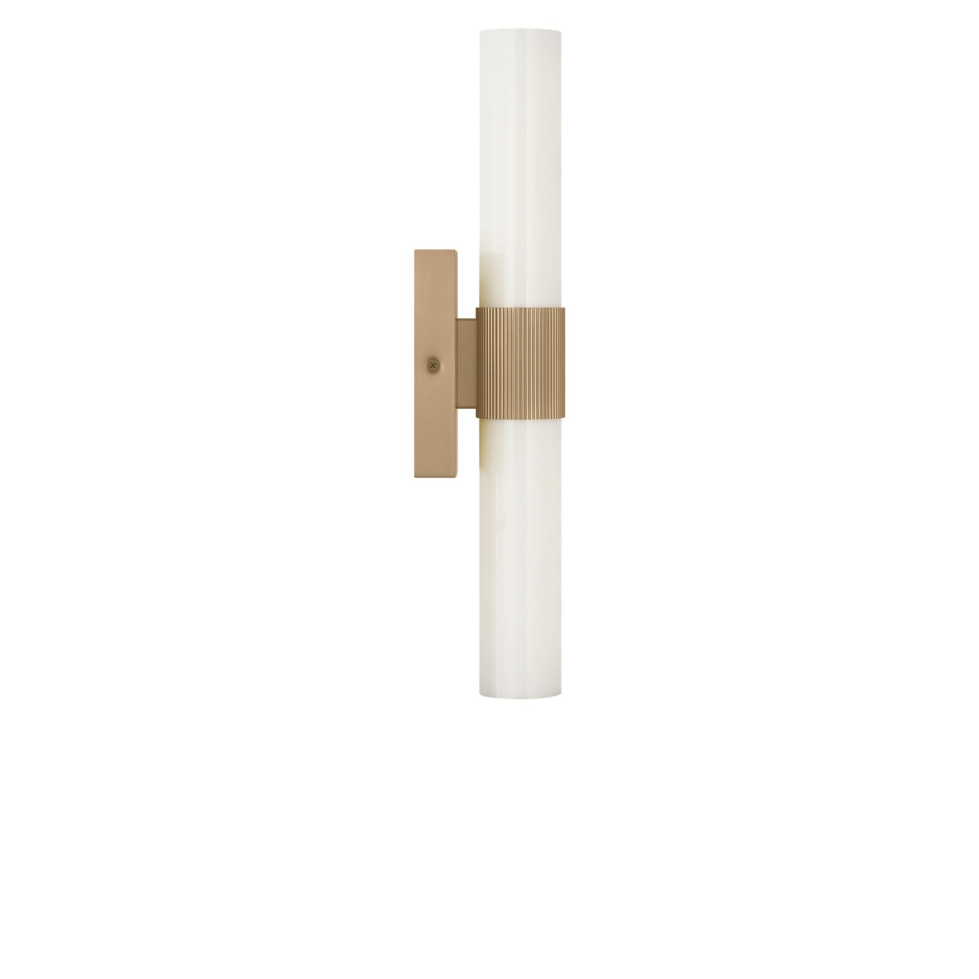 Shown in Satin Brass finish and White Acrylic shade
