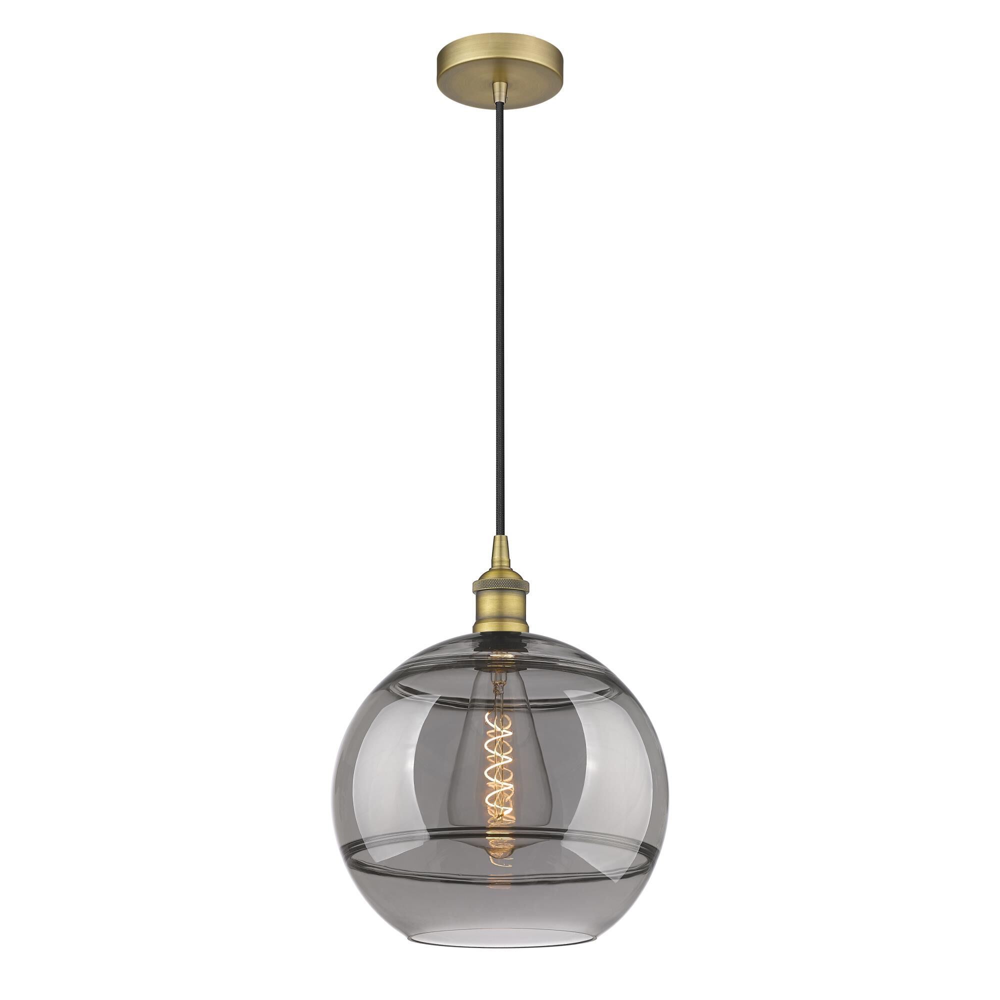 Shown in Brushed Brass finish and Light Smoke glass