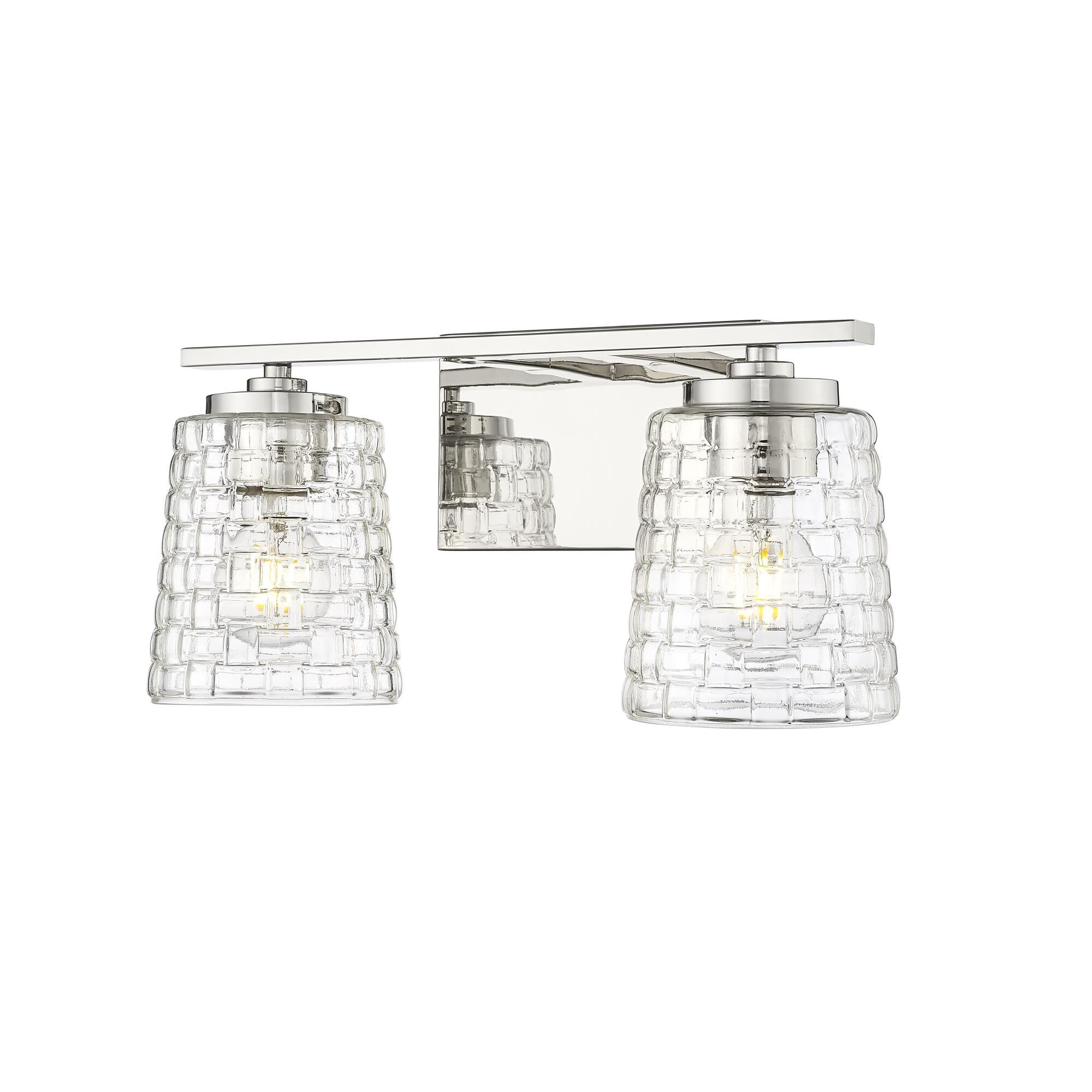 Shown in Polished Nickel finish and Clear Woven Lattice glass