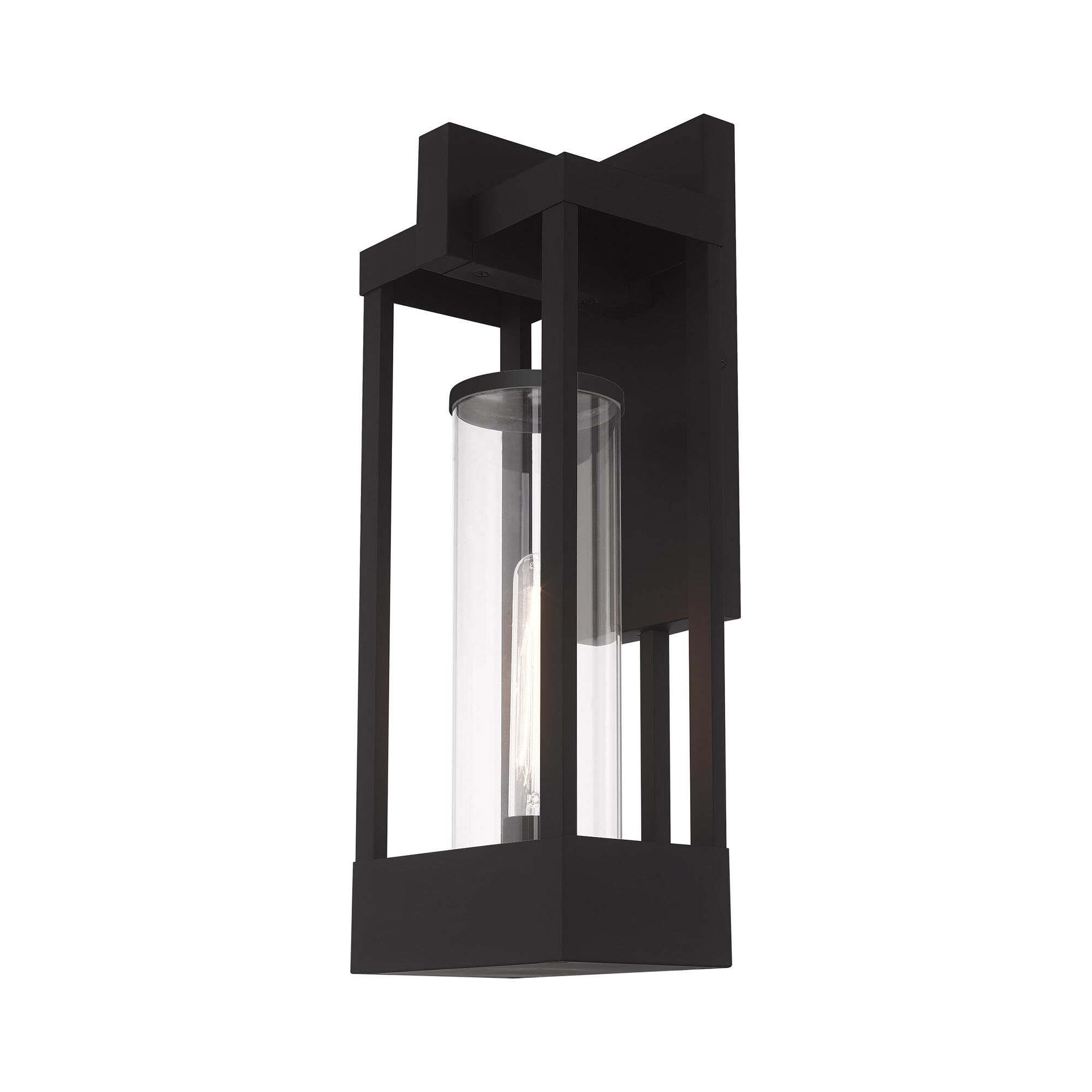 Shown in Black finish and Cylinder Clear glass