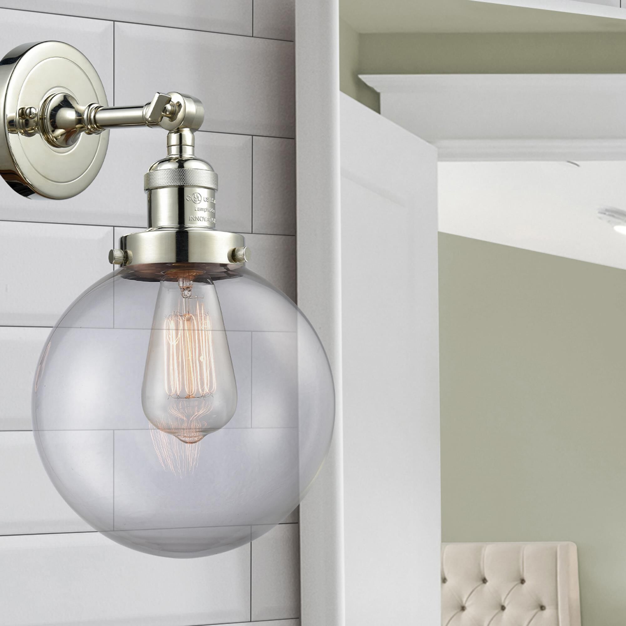 Shown in Polished Nickel finish and Clear glass and No Accent accent