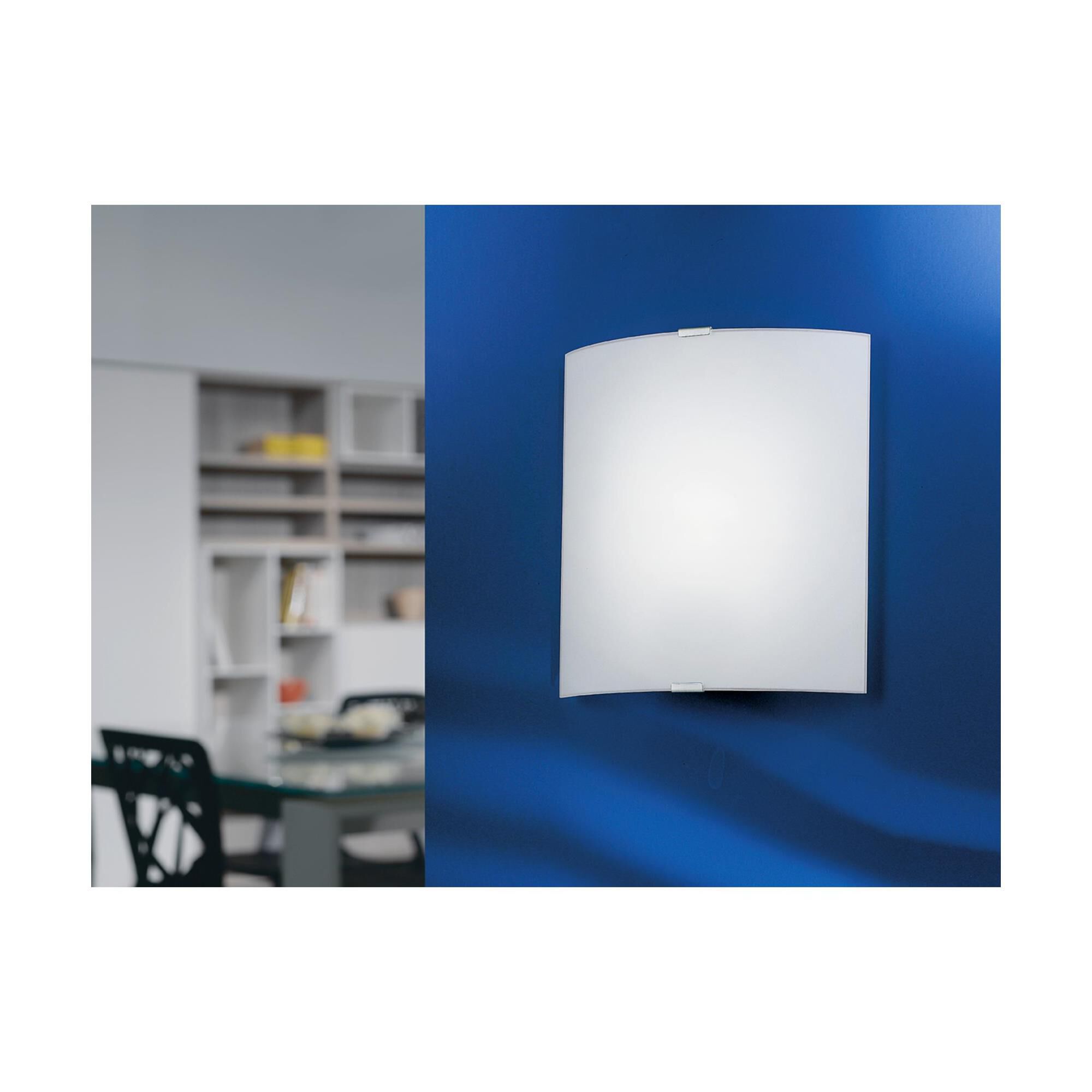 Shown in Chrome finish and Satin glass