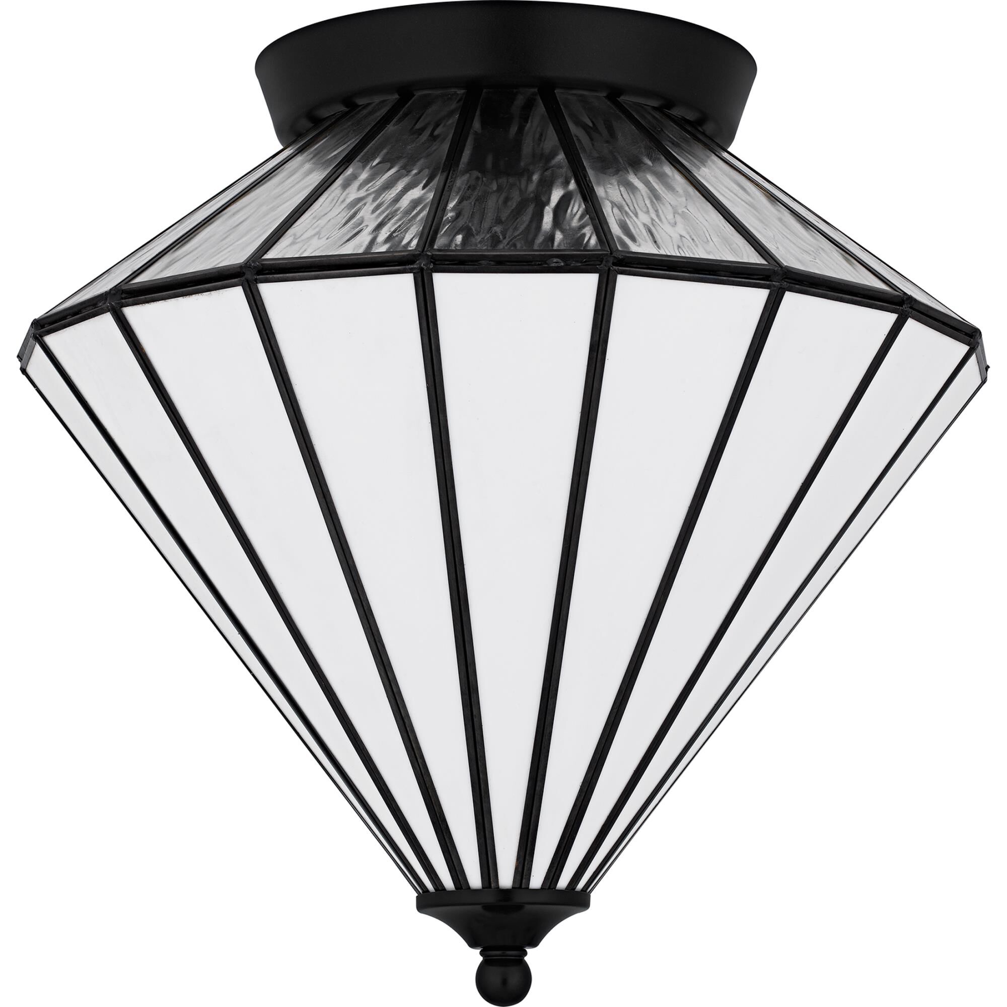 Shown in Matte Black finish and Multicolor Art Glass shade