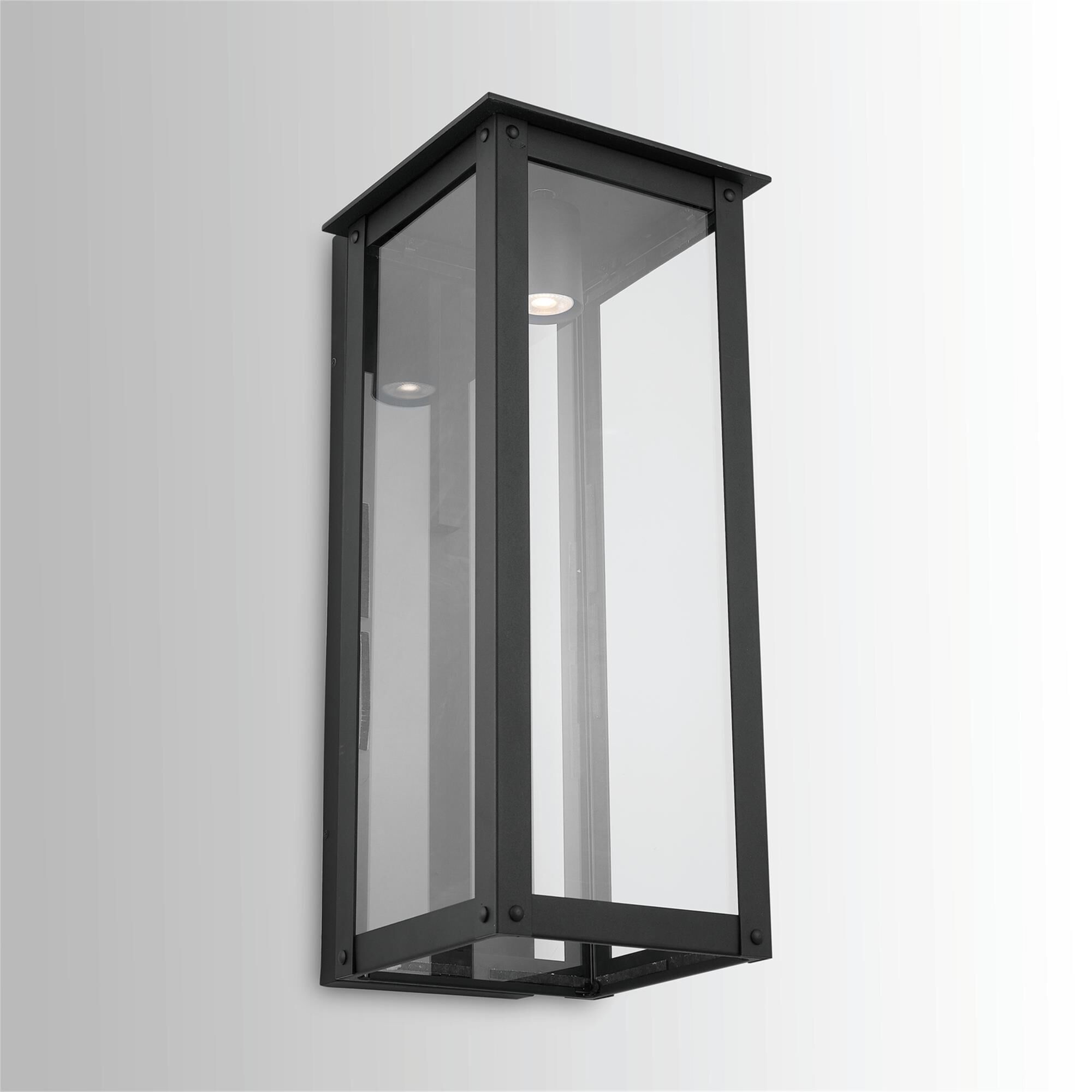Shown in Black finish and Clear glass
