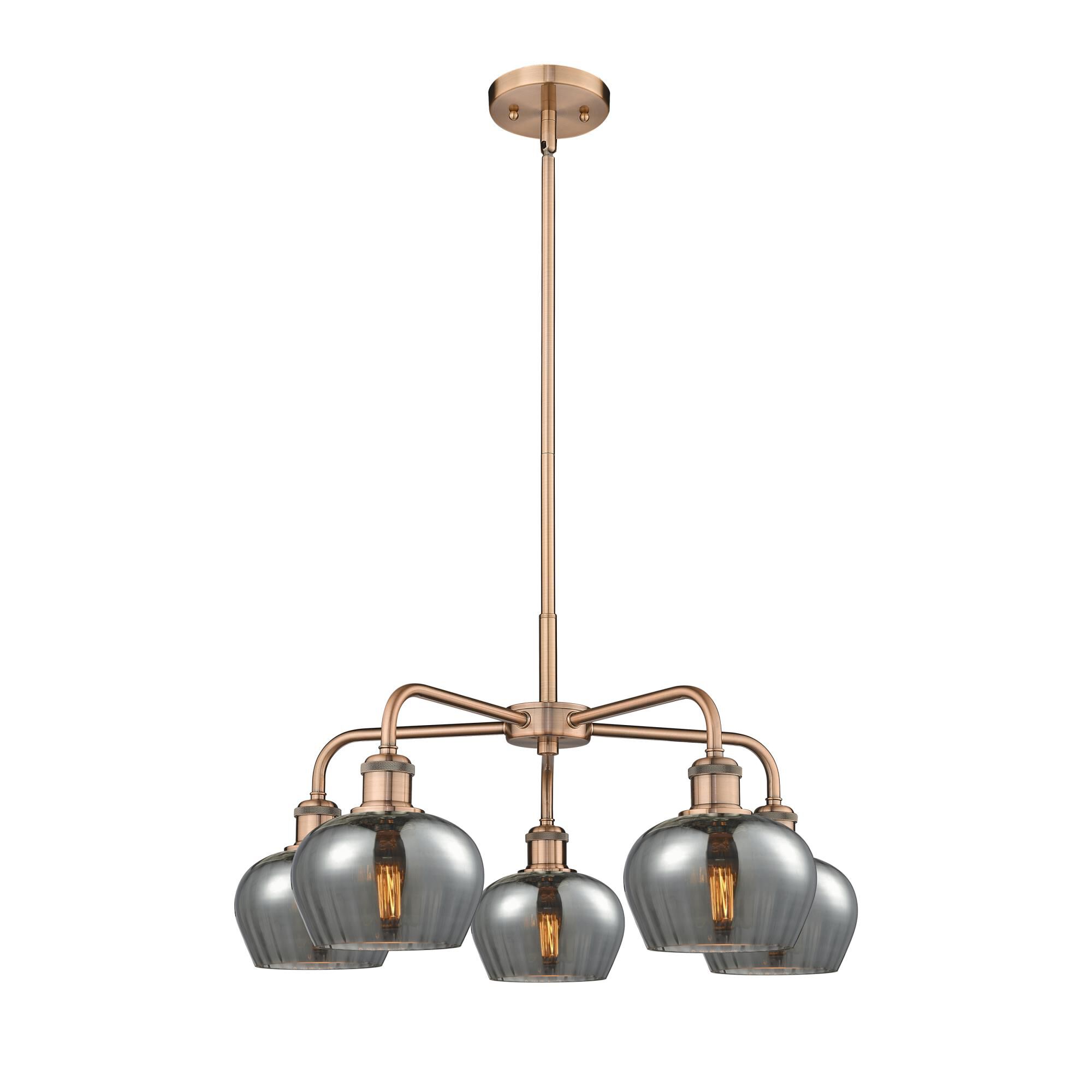 Shown in Antique Copper finish and Plated Smoke glass