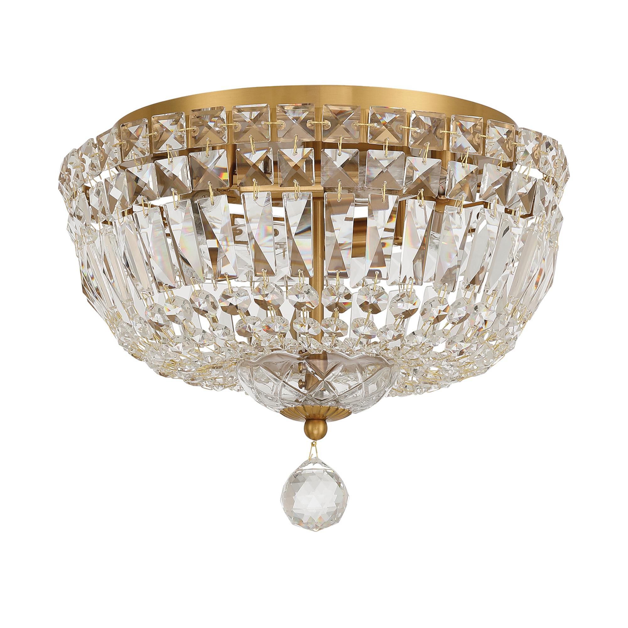 Shown in Aged Brass finish and Hand Cut crystal