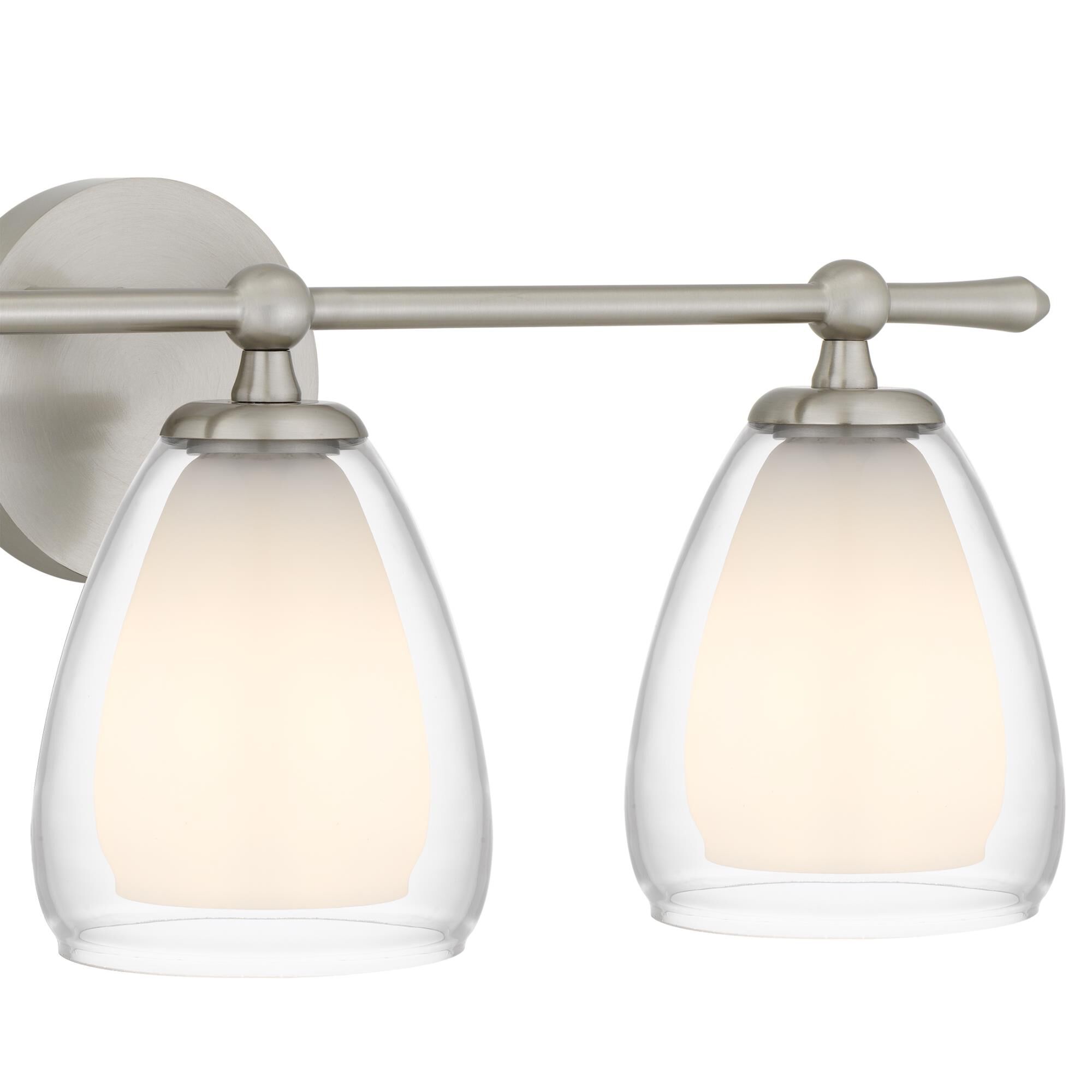 Shown in Brushed Nickel finish and Clear Glass , Opal Etched Glass shade