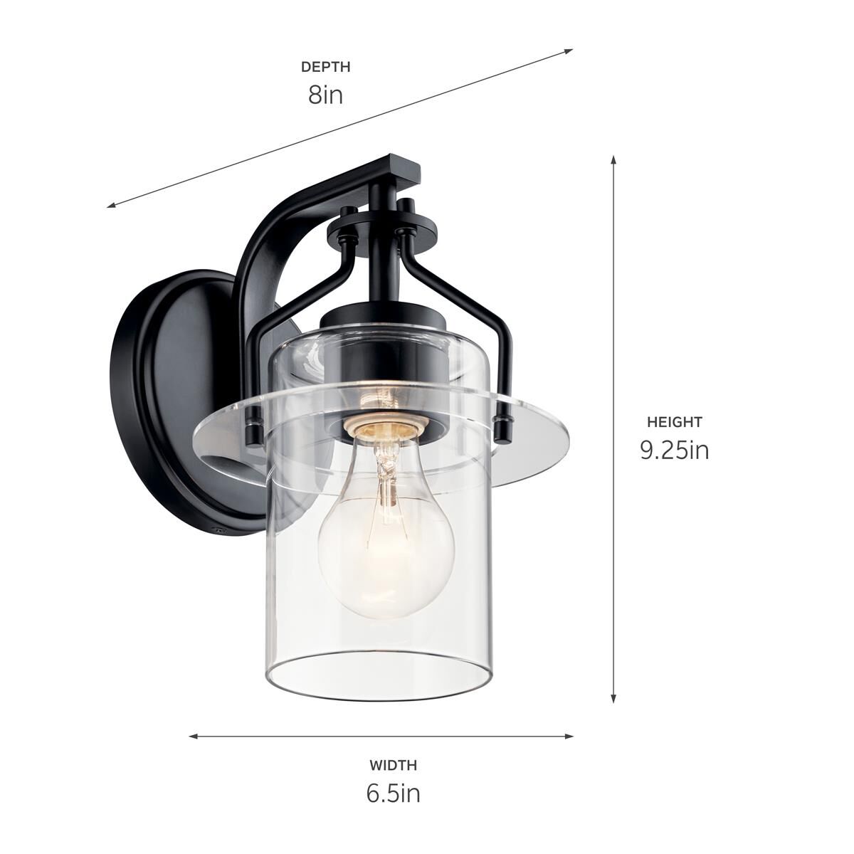 Shown in Black finish and Clear glass