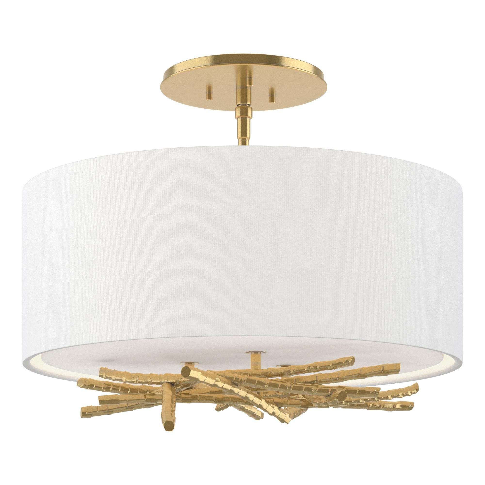 Shown in Modern Brass finish and Natural Anna shade