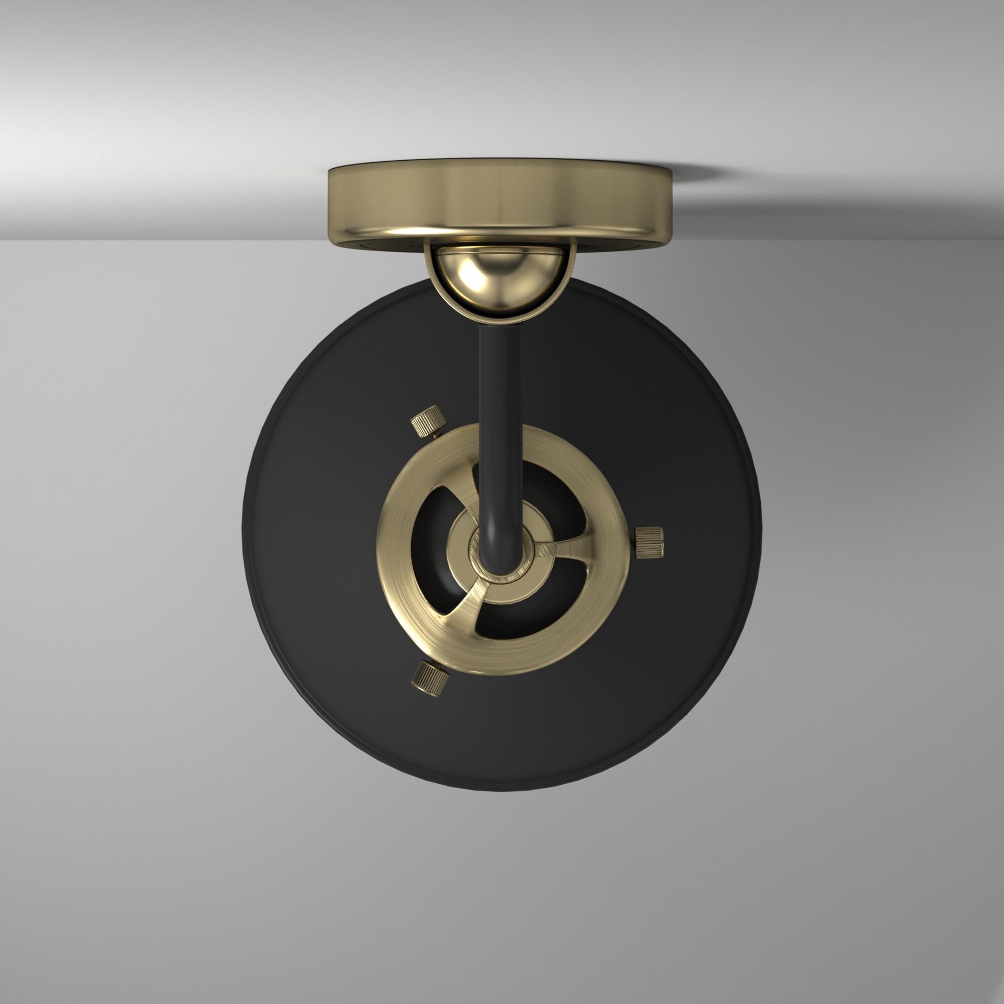 Shown in Black Antique Brass finish and Metal - Matte Black shade
