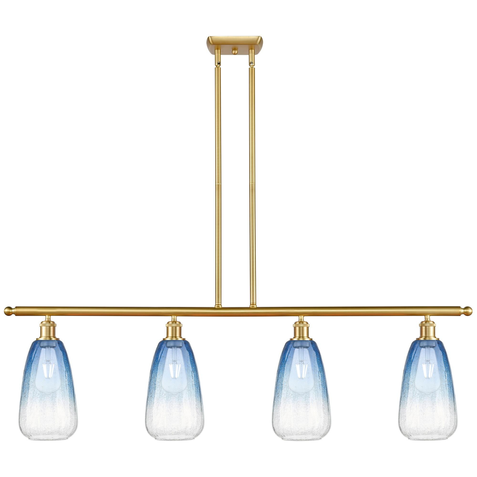 Shown in Satin Gold finish and Sapphire Blue glass