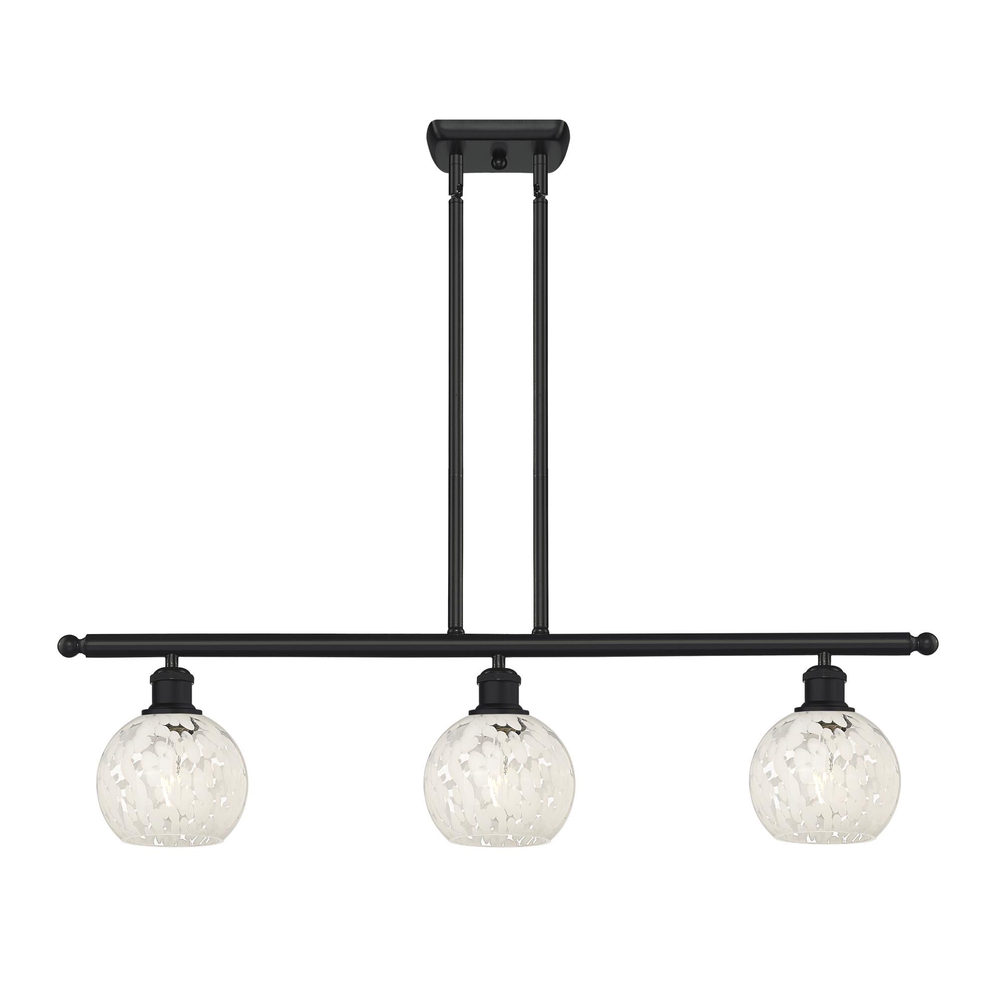 Shown in Matte Black finish and White Mouchette glass