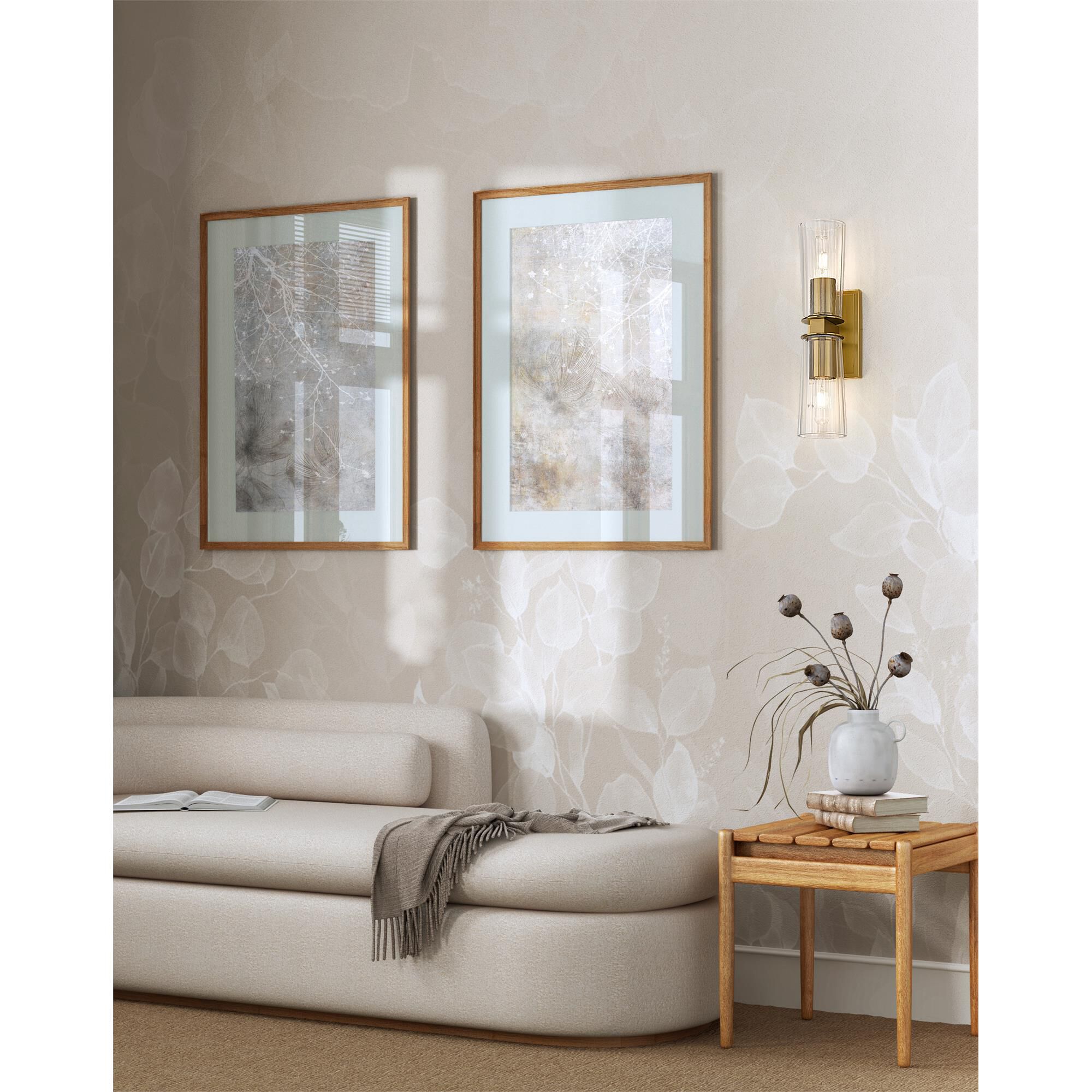 Shown in Modern Gold finish and Clear glass and Clear shade