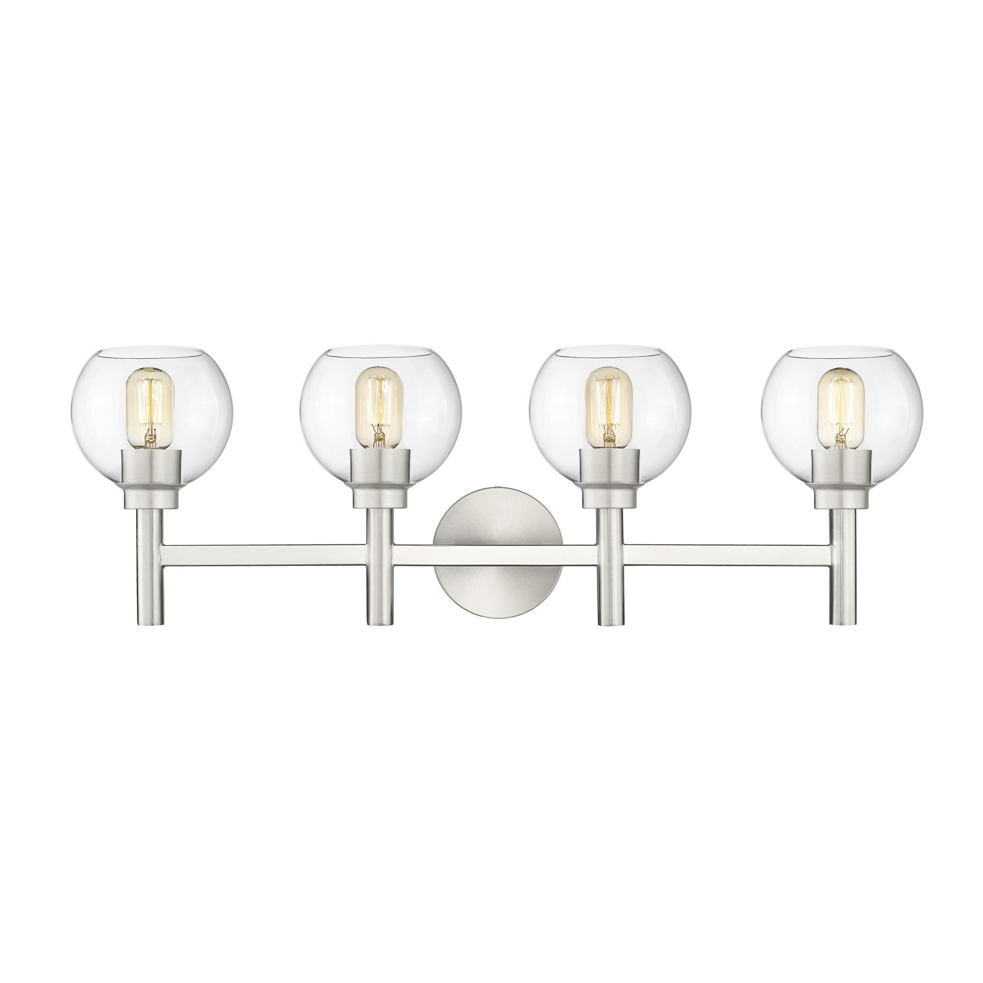 Shown in Brushed Nickel finish and Clear glass