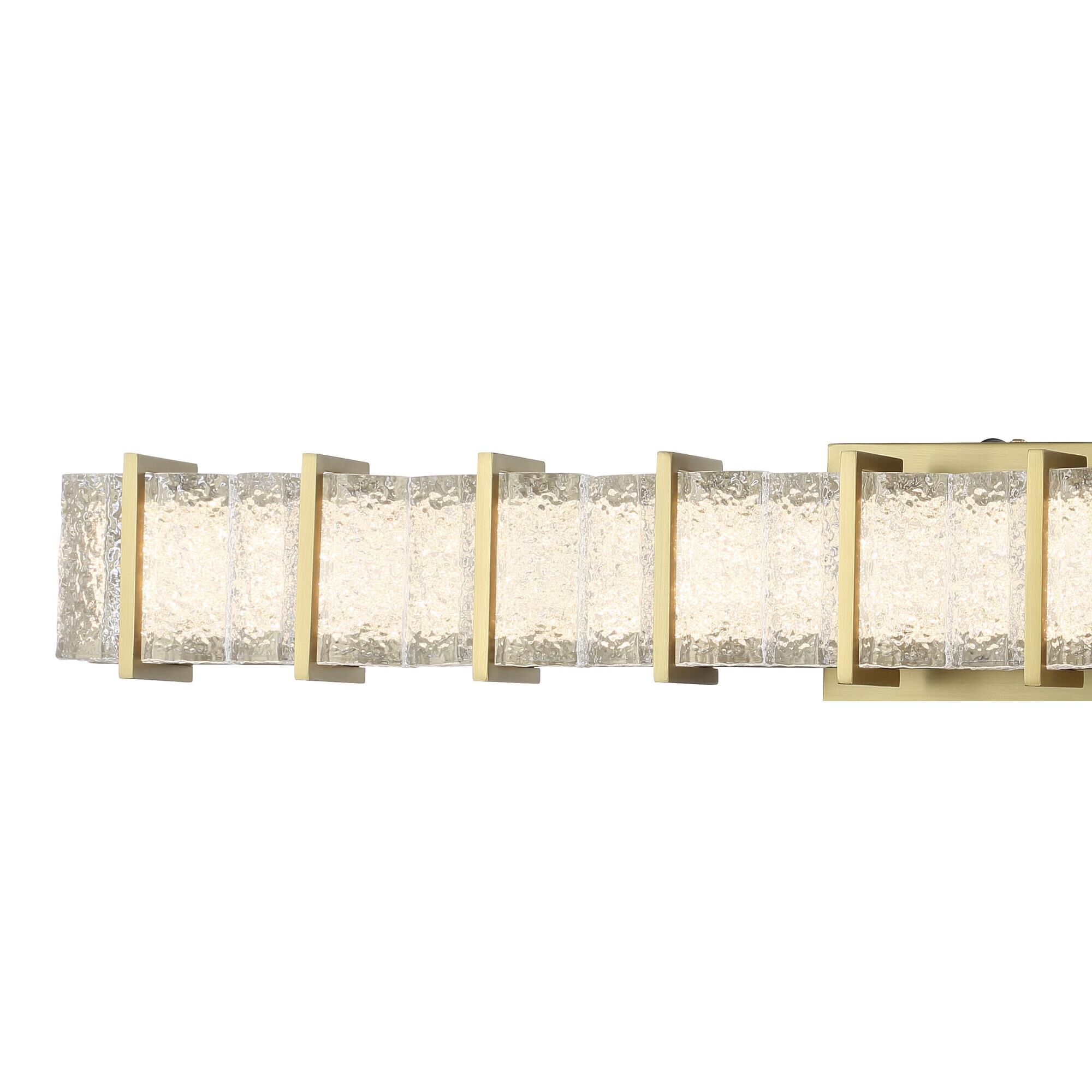 Shown in Soft Brass finish and Clear Textured glass