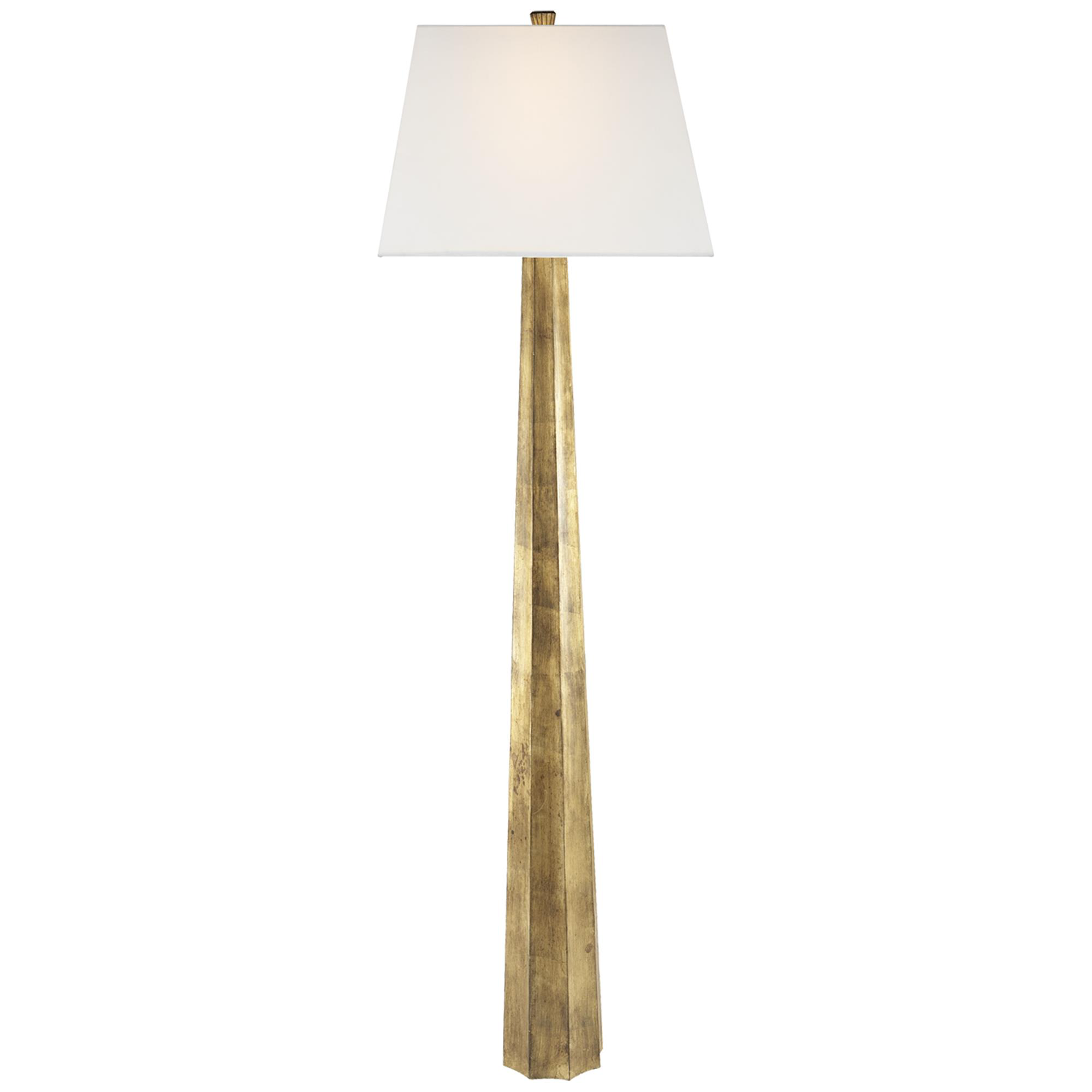 Shown in Gilded Iron finish and Linen shade