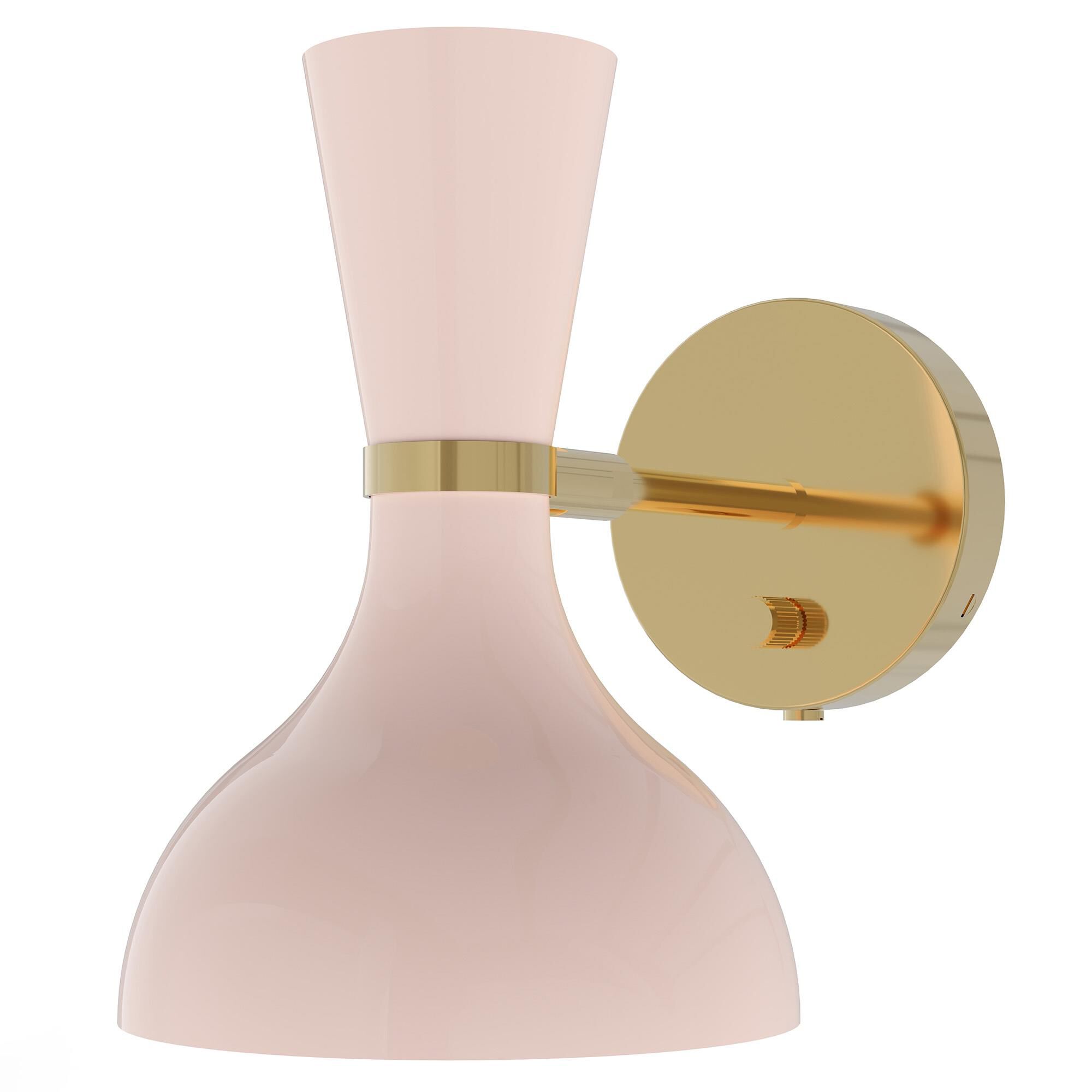 Shown in Modern Brass finish and Rose Water shade
