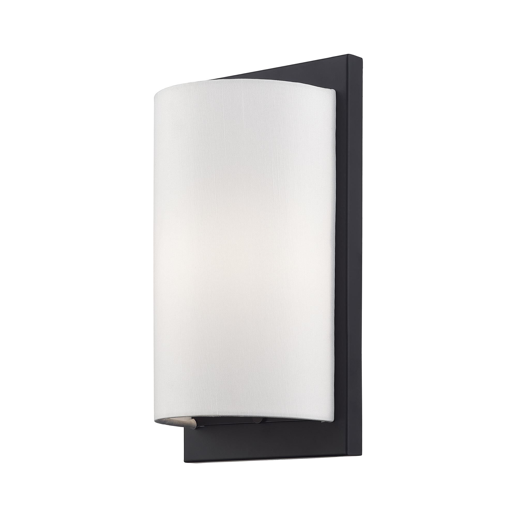 Shown in Black finish and Hand Crafted Off-White Fabric Hardback shade