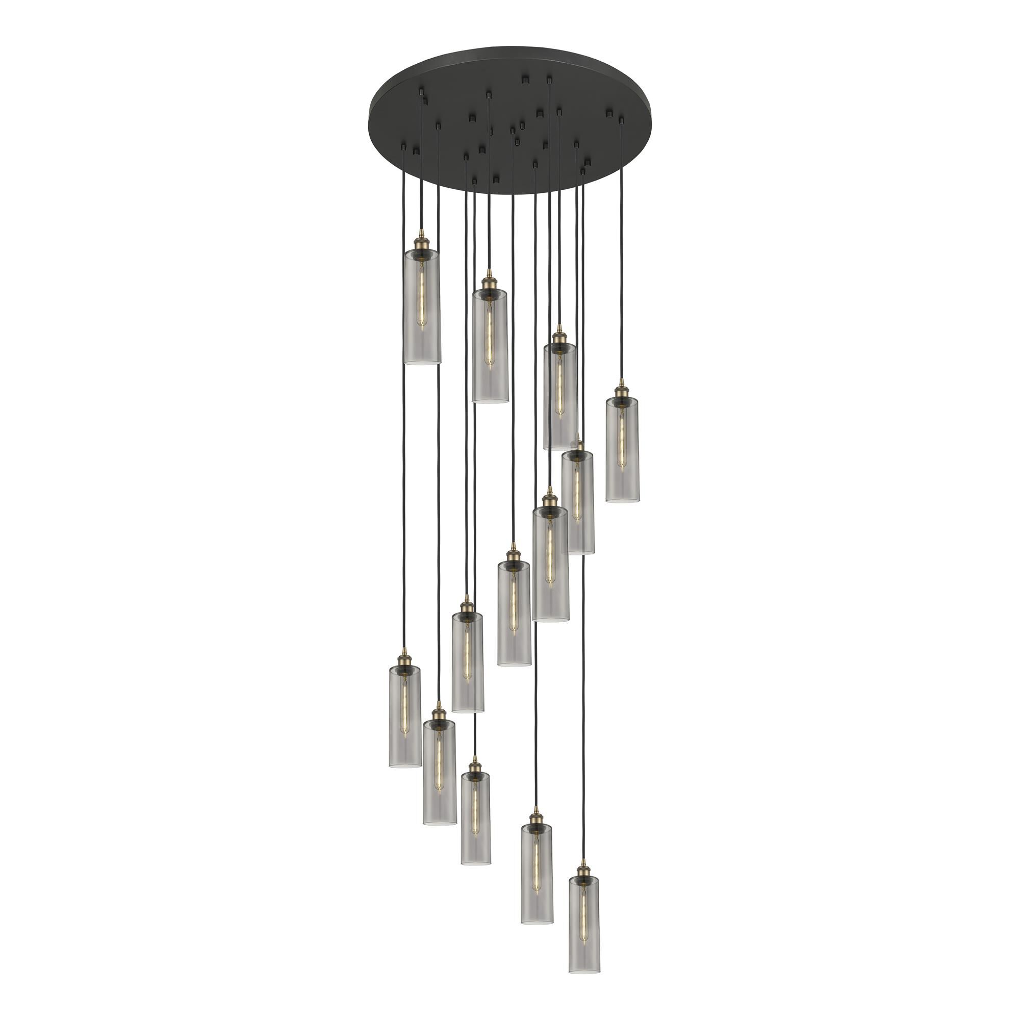 Shown in Brushed Brass finish and Light Smoke shade