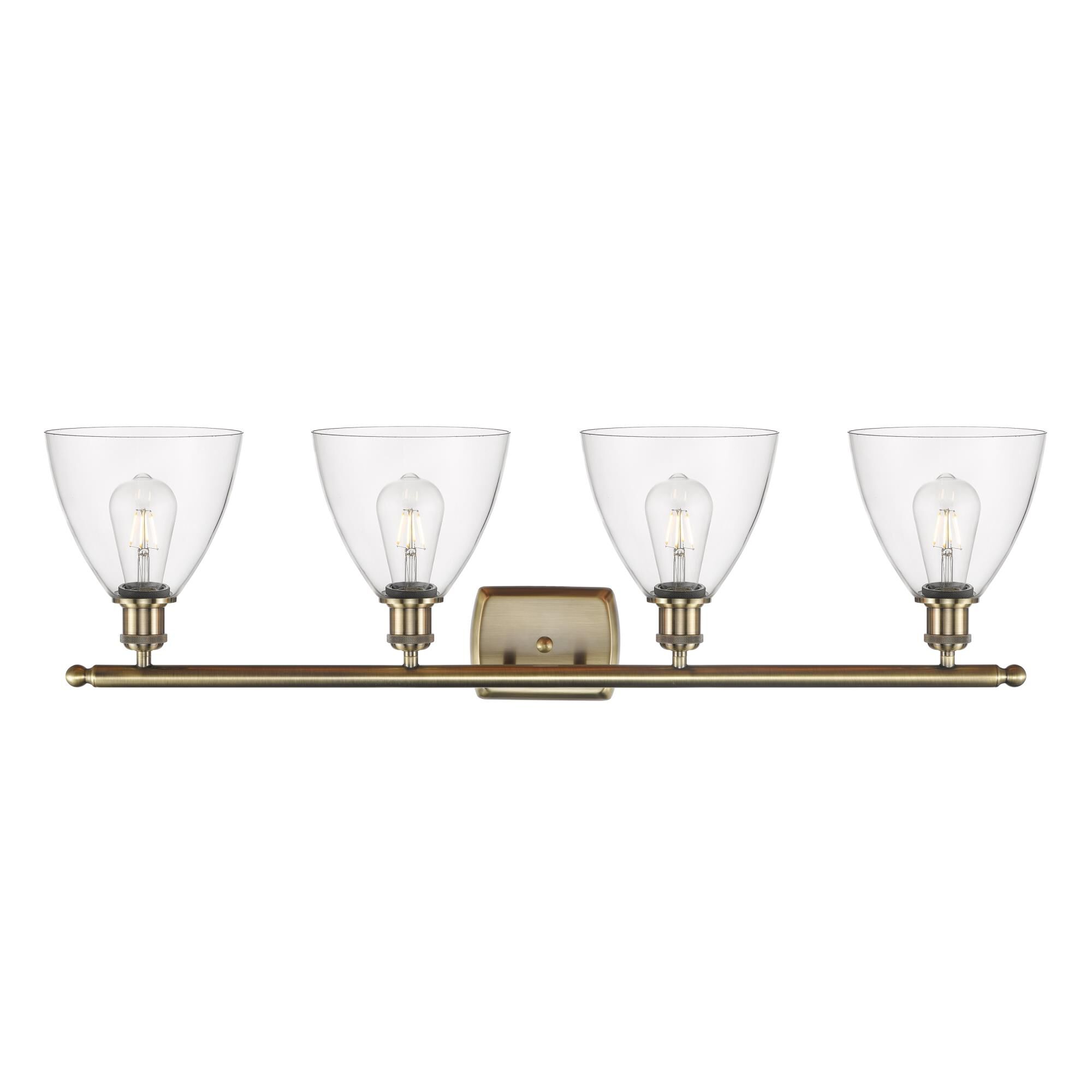 Shown in Antique Brass finish and Clear Ballston Dome glass and No Shade shade
