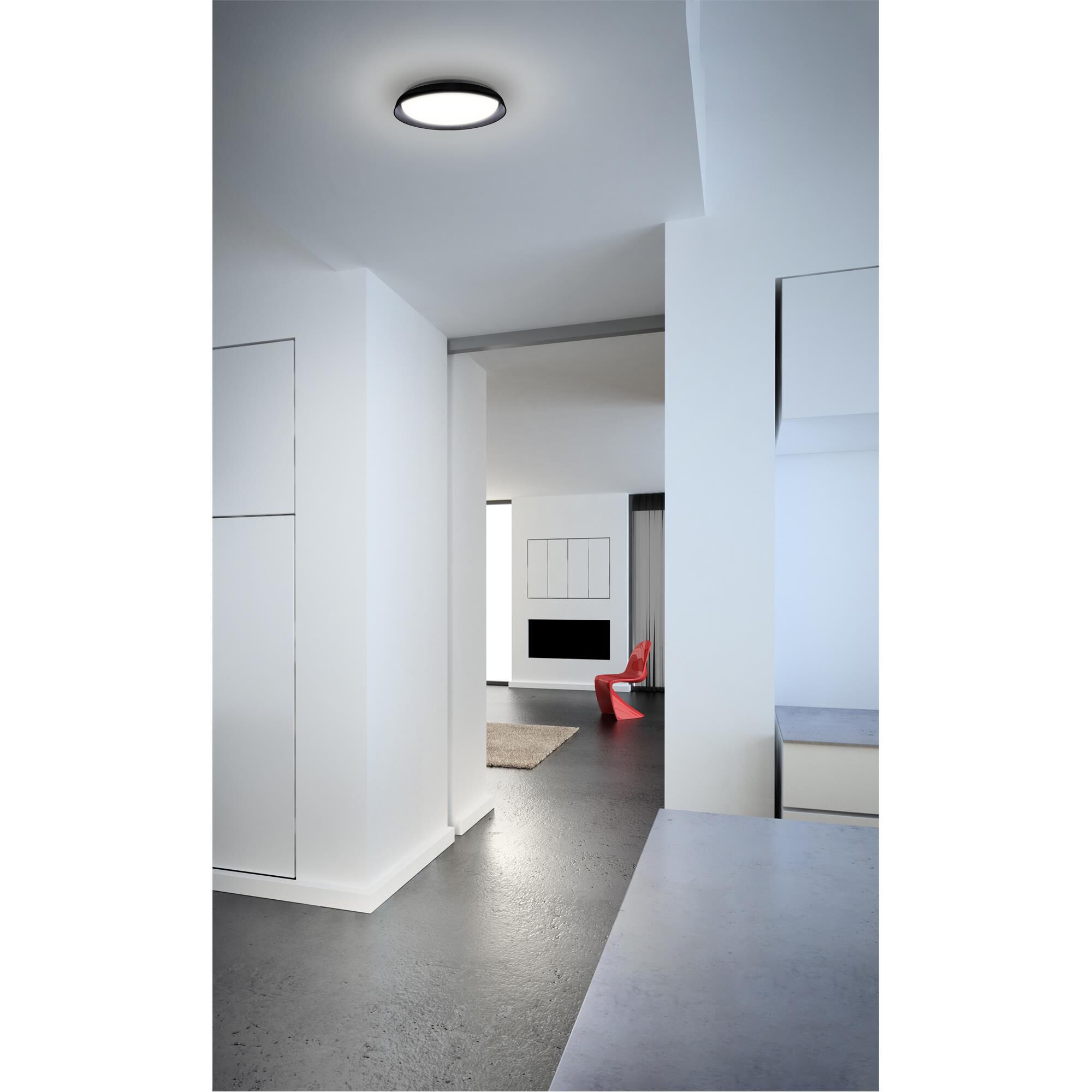 Shown in Black finish and Frosted Acrylic Diffuser glass