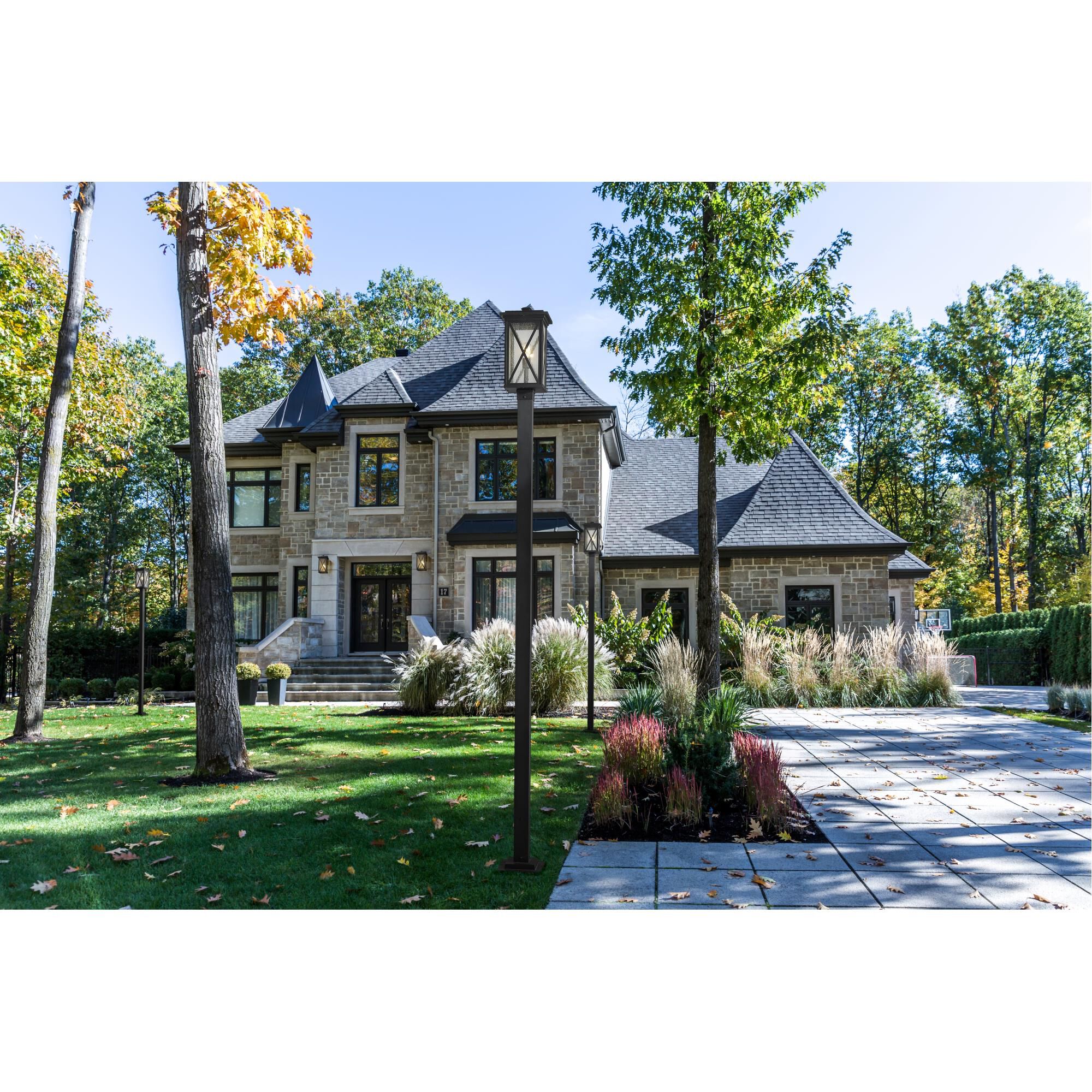 Shown in Black finish and Glass shade