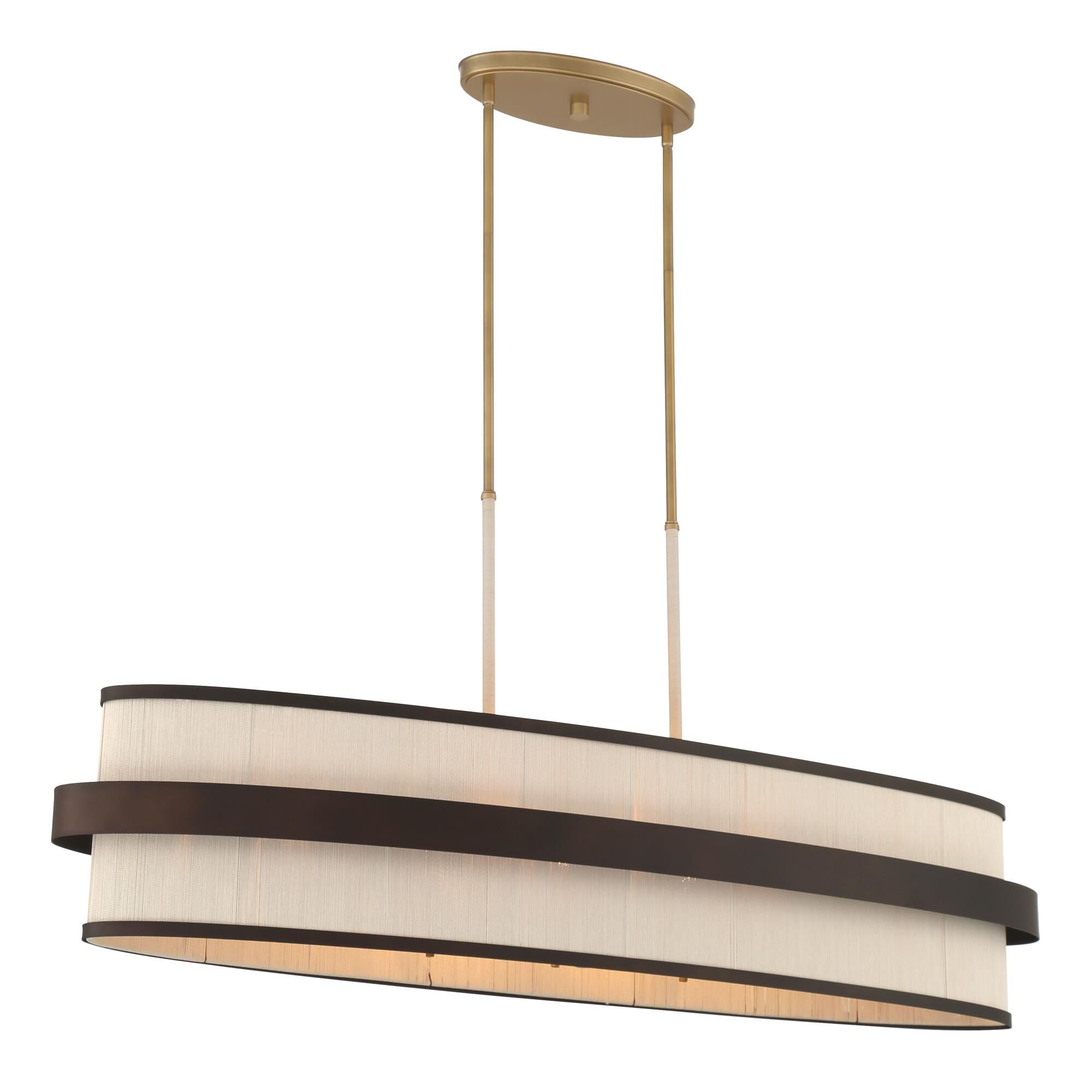 Shown in Legacy Brass (Painted) & Dark finish and Tan glass and Pure Cotton Thread shade