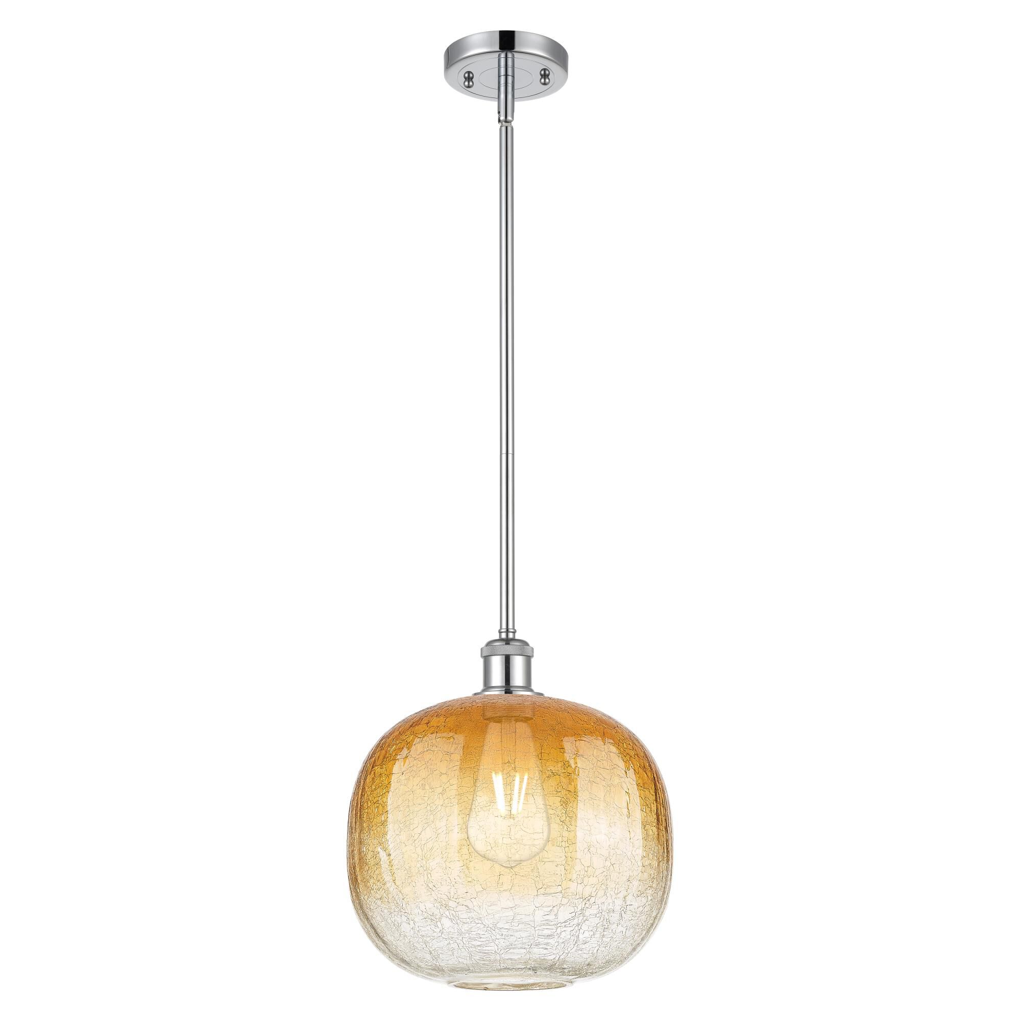 Shown in Polished Chrome finish and Amber glass