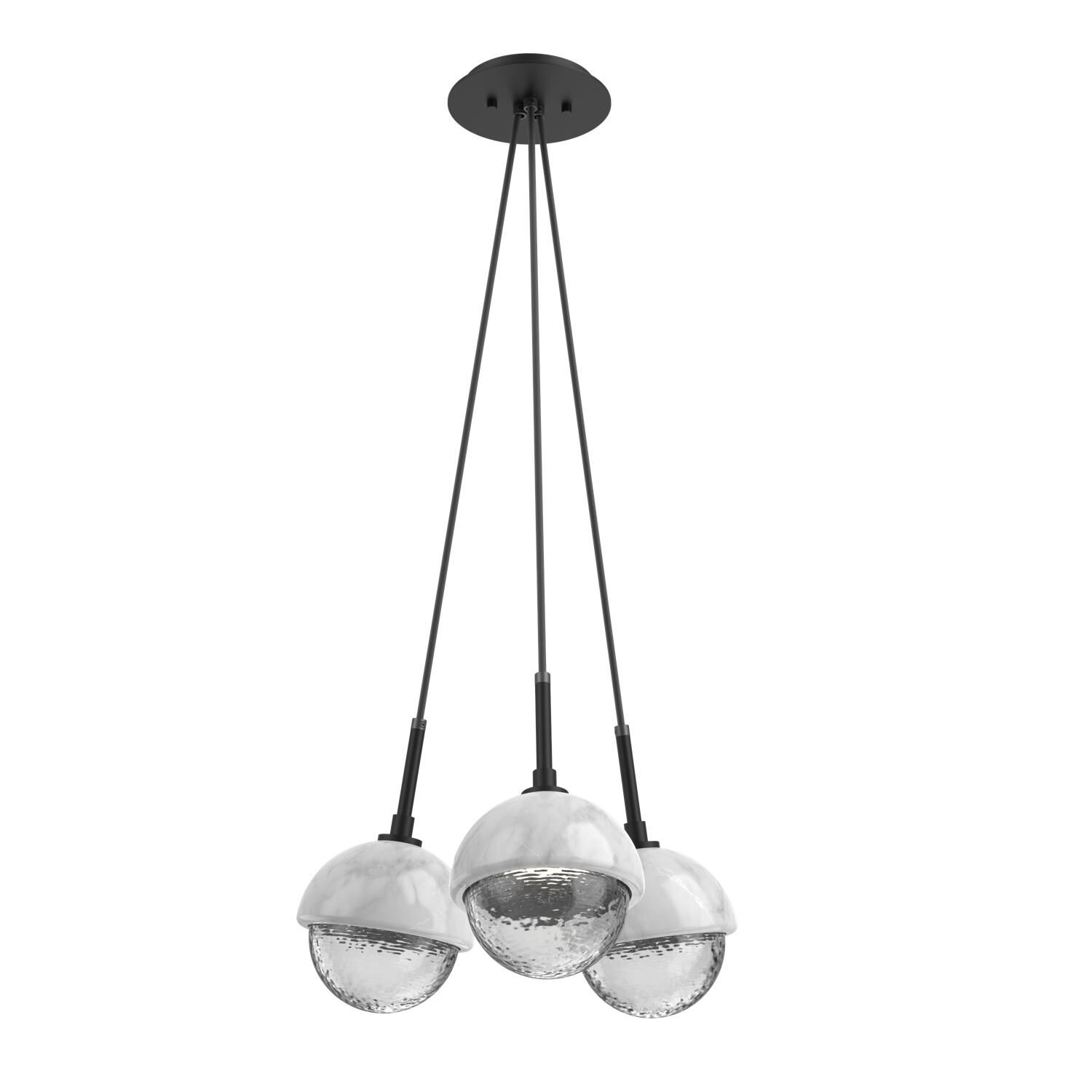 Shown in Matte Black finish and Clear glass and White Marble accent