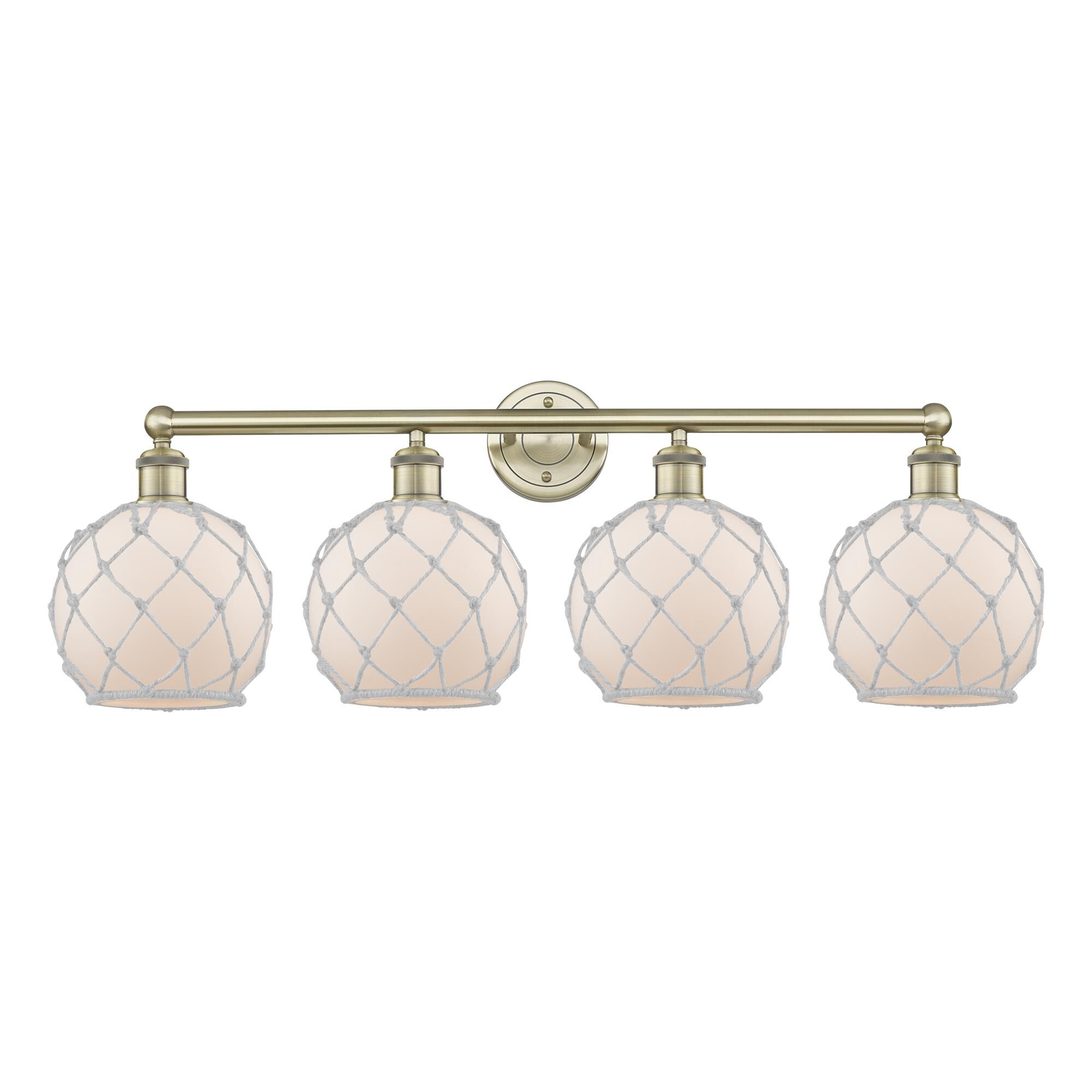 Shown in Antique Brass finish and White with White Rope glass