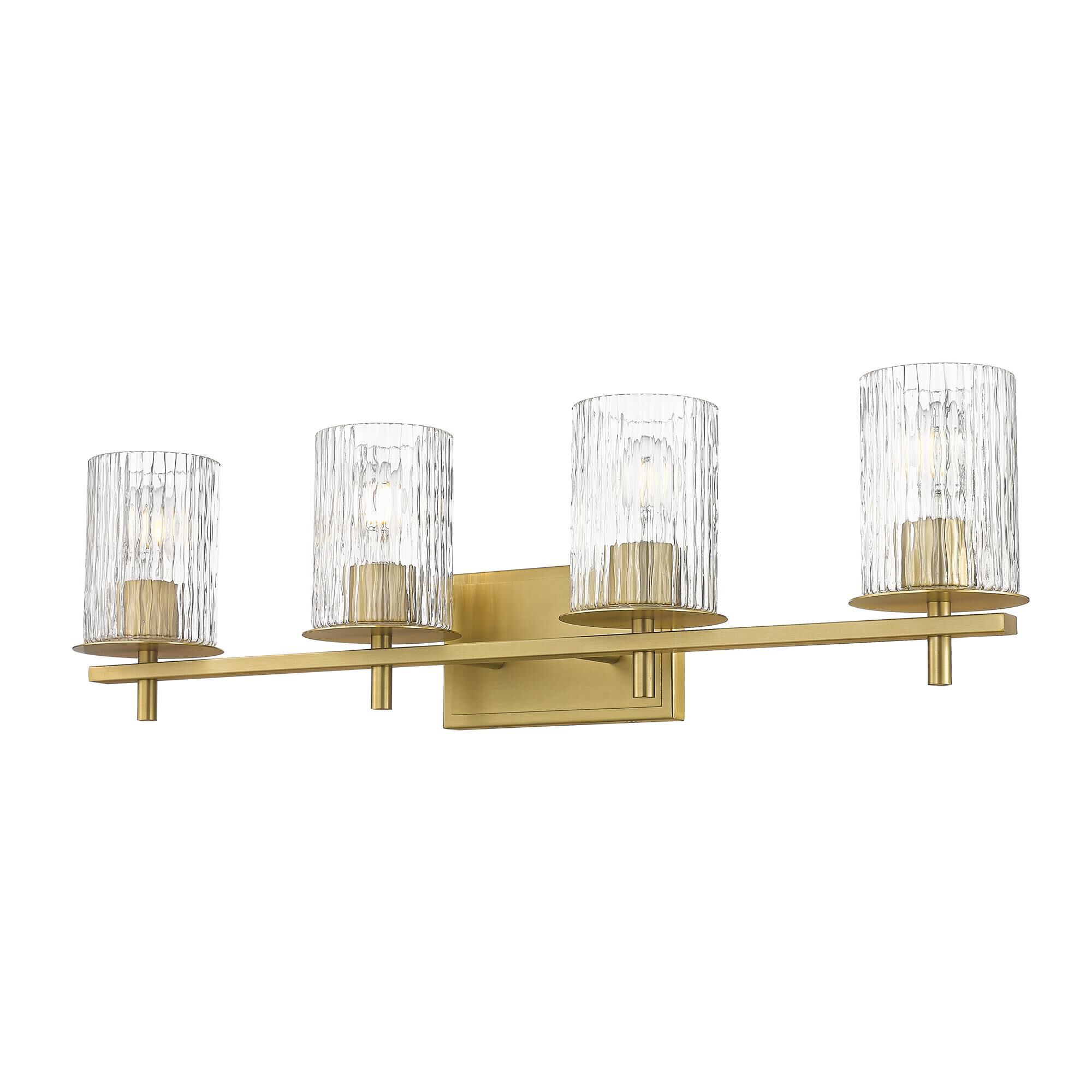 Shown in Modern Gold finish and Clear + Etched Opal glass and Clear + Etched Opal shade