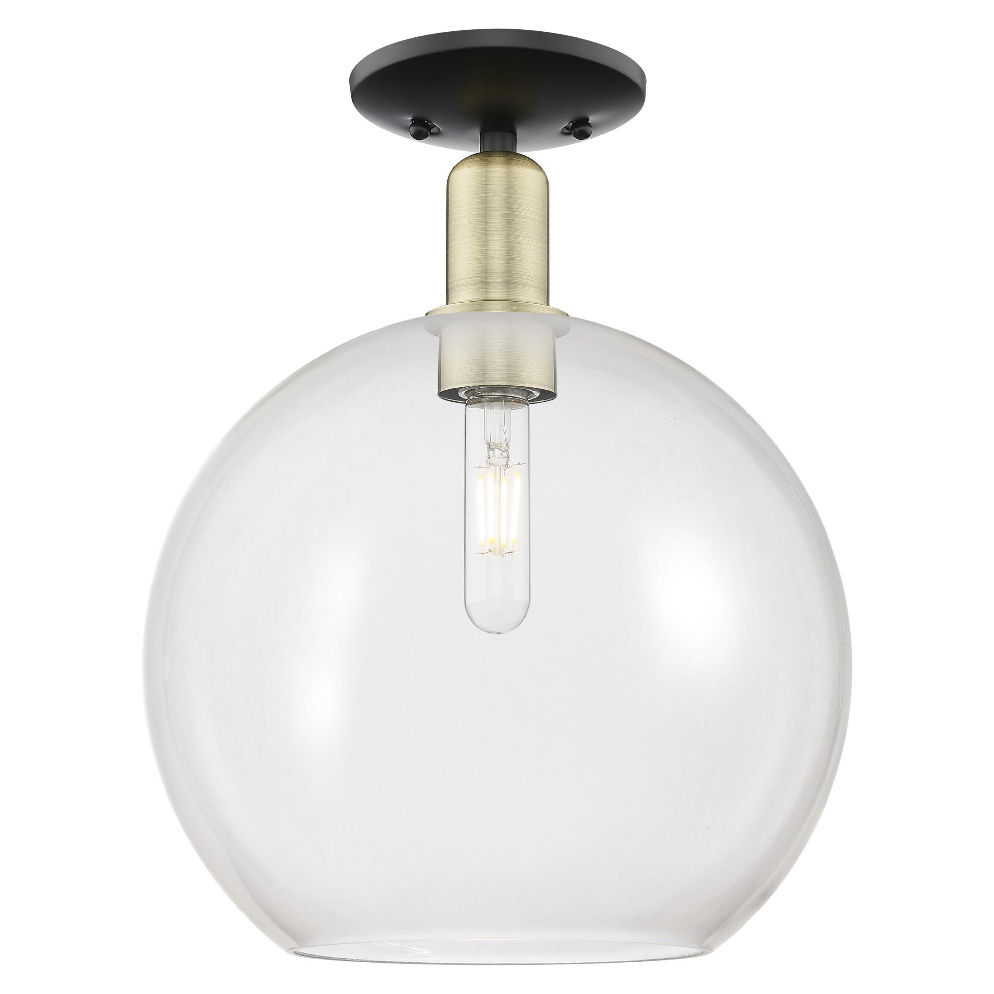 Shown in Black Antique Brass finish and Clear glass